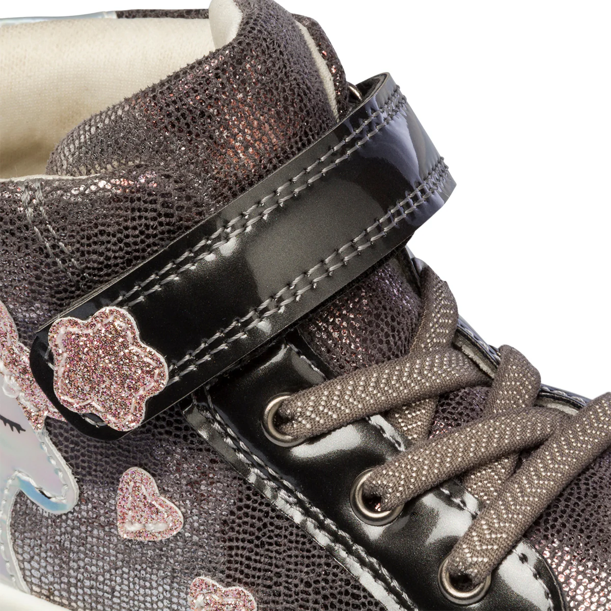 Sneakers alte grigio metallizzato da bambina con unicorno Le scarpe di Alice - Image 6