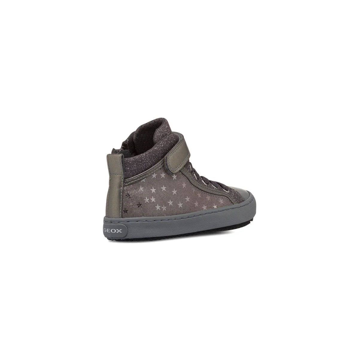 Sneakers alte grigio scuro da bambina con zip e glitter Geox Kalispera - Image 3