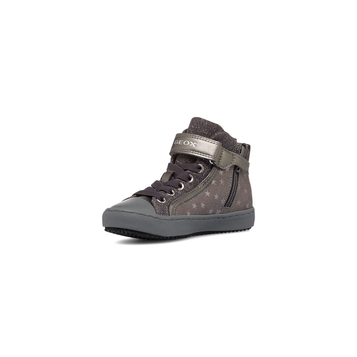 Sneakers alte grigio scuro da bambina con zip e glitter Geox Kalispera - Image 4