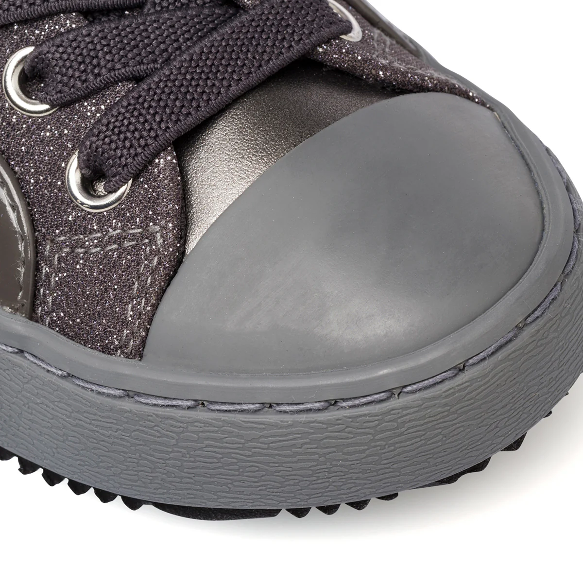 Sneakers alte grigio scuro da bambina con zip e glitter Geox Kalispera - Image 6