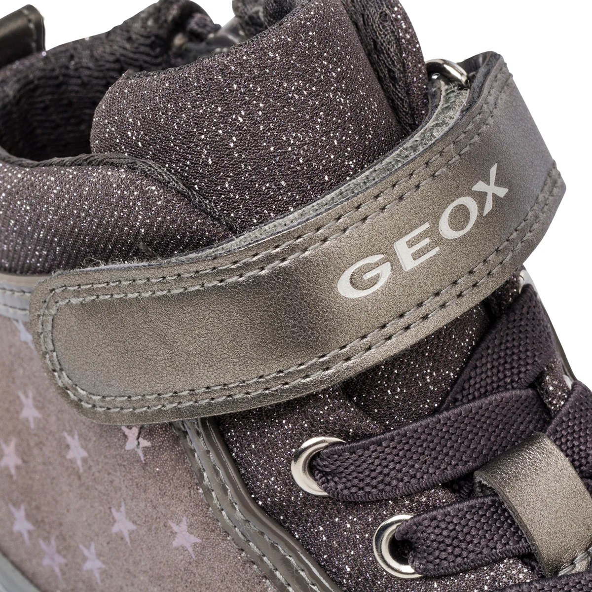 Sneakers alte grigio scuro da bambina con zip e glitter Geox Kalispera - Image 7
