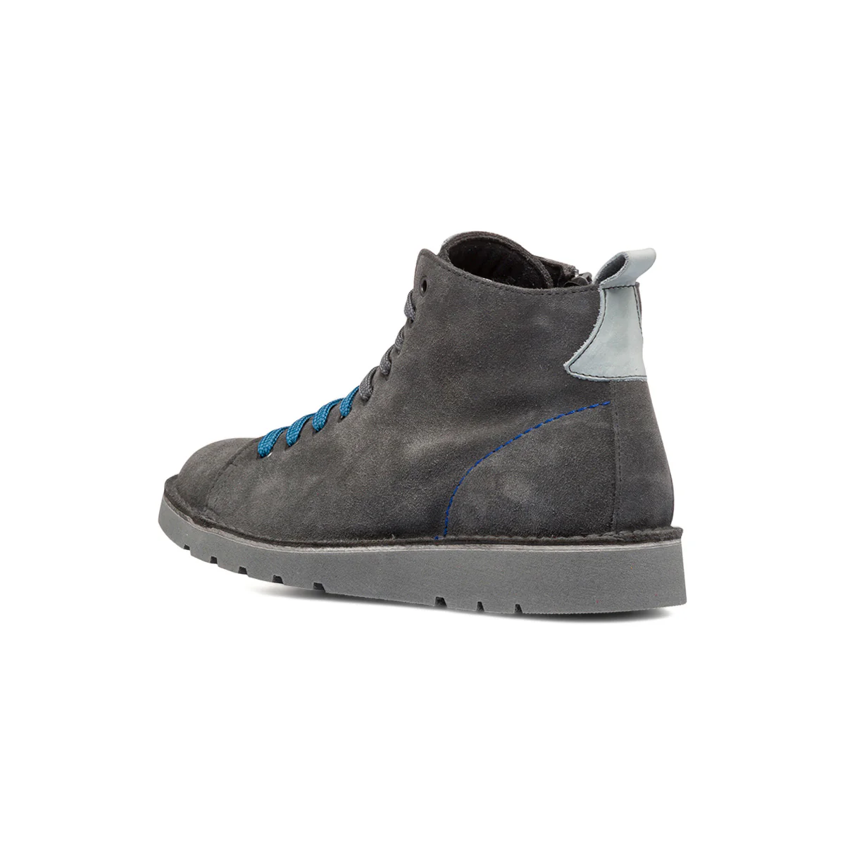 Sneakers alte in pelle grigie da uomo con lacci bicolore Primopiano - Image 3