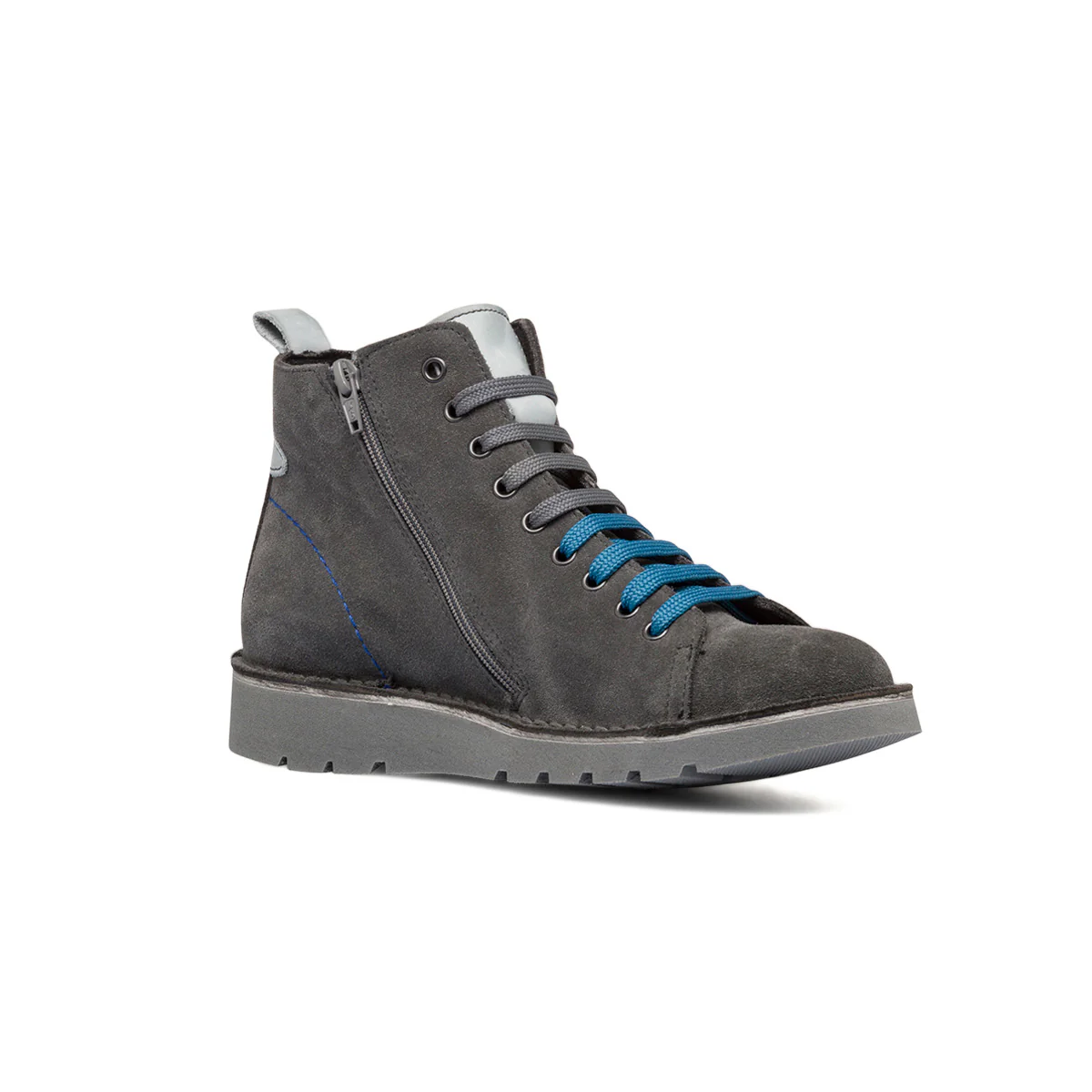 Sneakers alte in pelle grigie da uomo con lacci bicolore Primopiano - Image 4