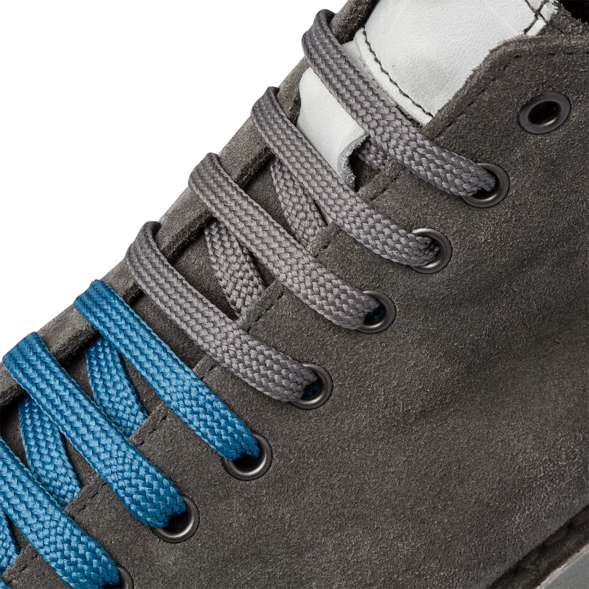 Sneakers alte in pelle grigie da uomo con lacci bicolore Primopiano - Image 7