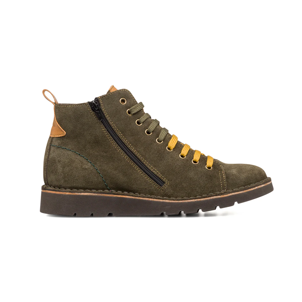 Sneakers alte in pelle verdi da uomo con lacci bicolore Primopiano