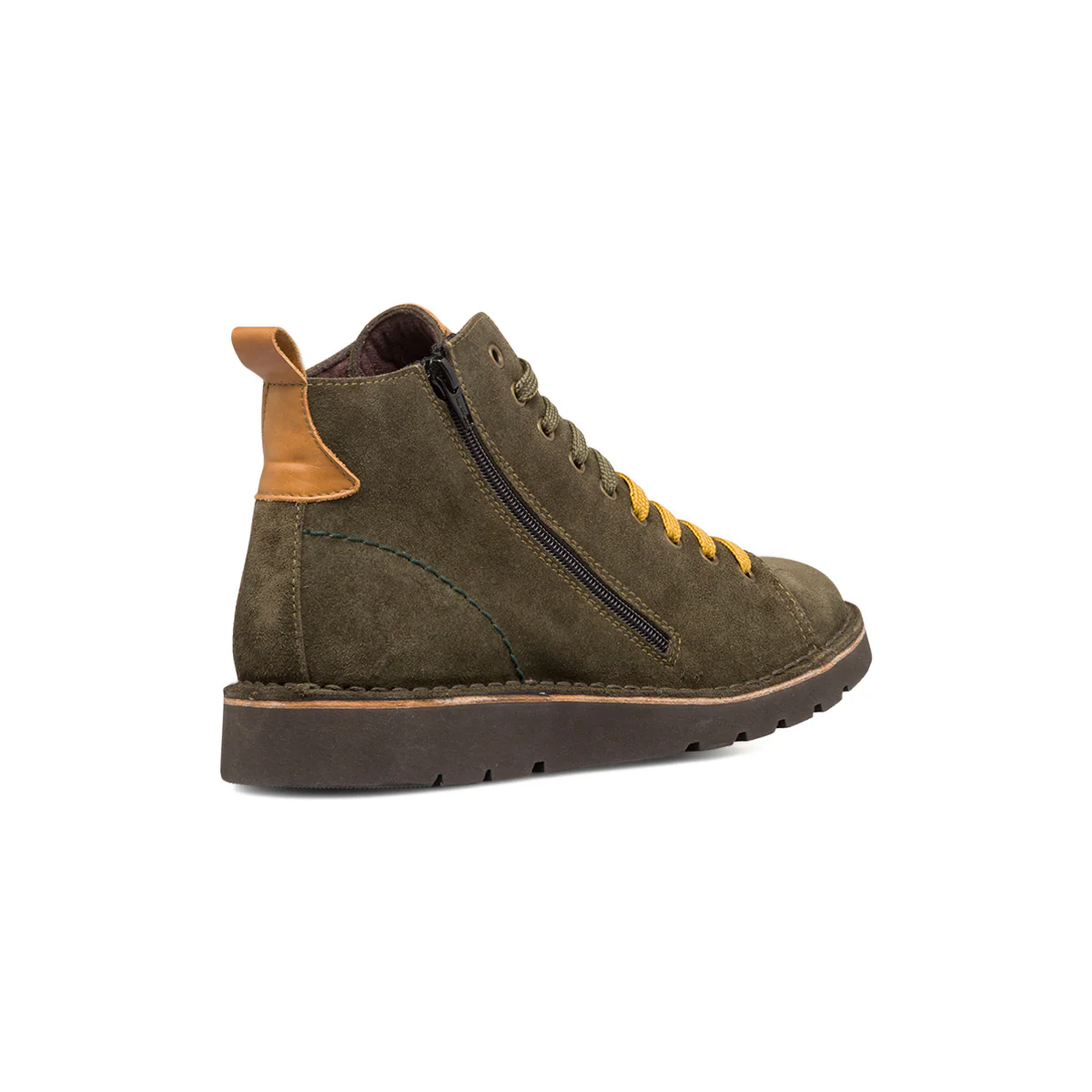 Sneakers alte in pelle verdi da uomo con lacci bicolore Primopiano - Image 3