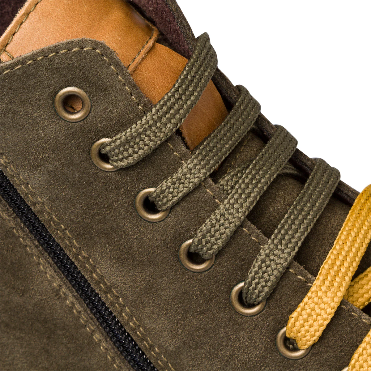 Sneakers alte in pelle verdi da uomo con lacci bicolore Primopiano - Image 6