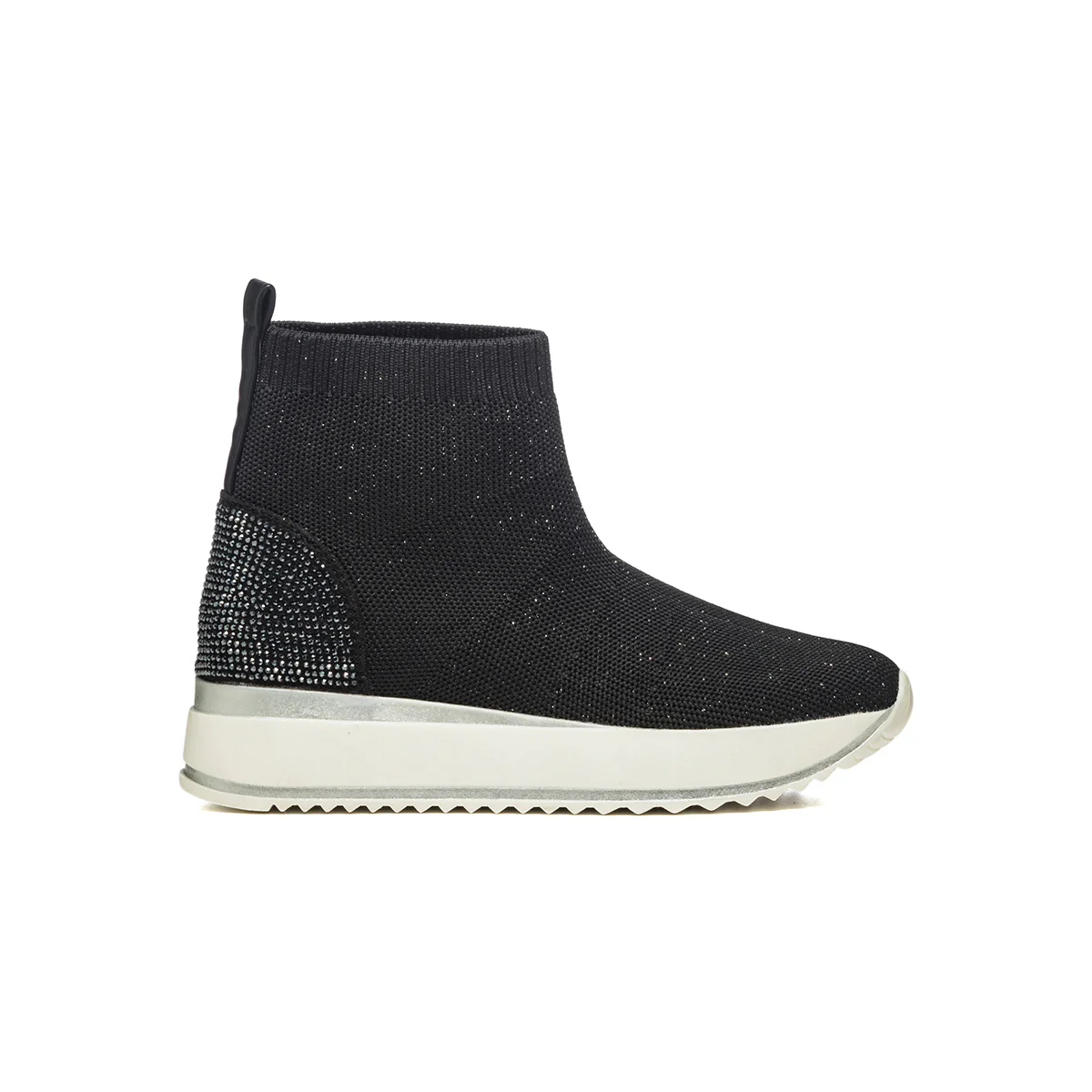 Sneakers alte in tessuto nere effetto glitterato con strass 10 Baci