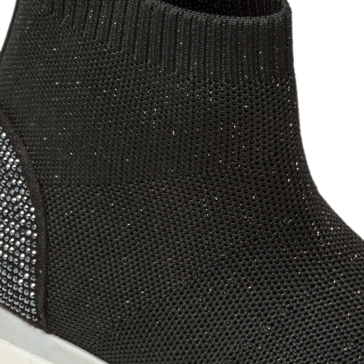 Sneakers alte in tessuto nere effetto glitterato con strass 10 Baci - Image 6