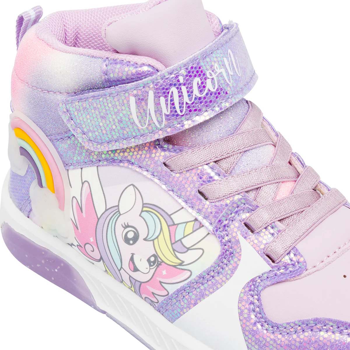 Sneakers alte lilla da Bambina con Luci Unicorno - Image 5