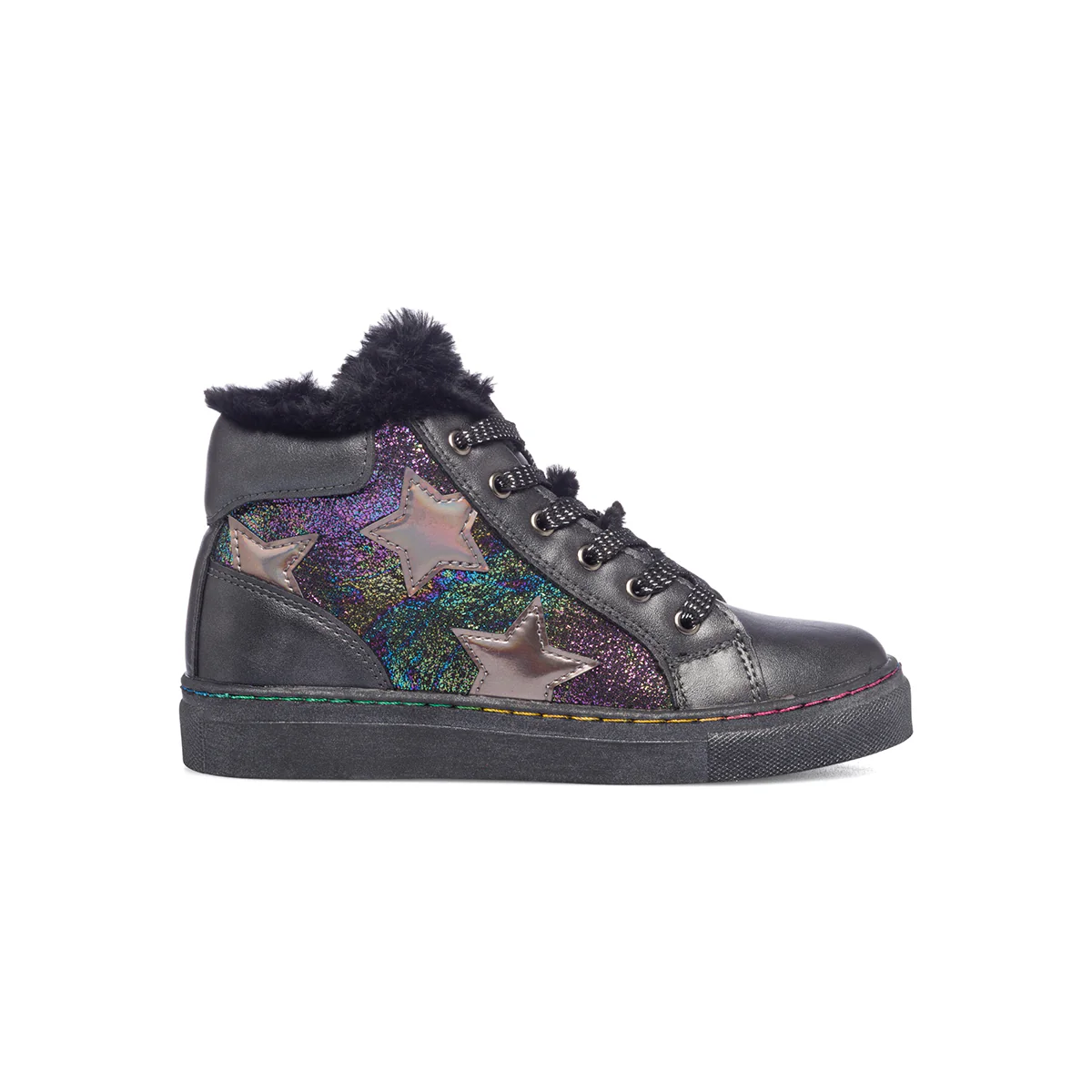 Sneakers alte nere con dettagli glitterati 10 Baci