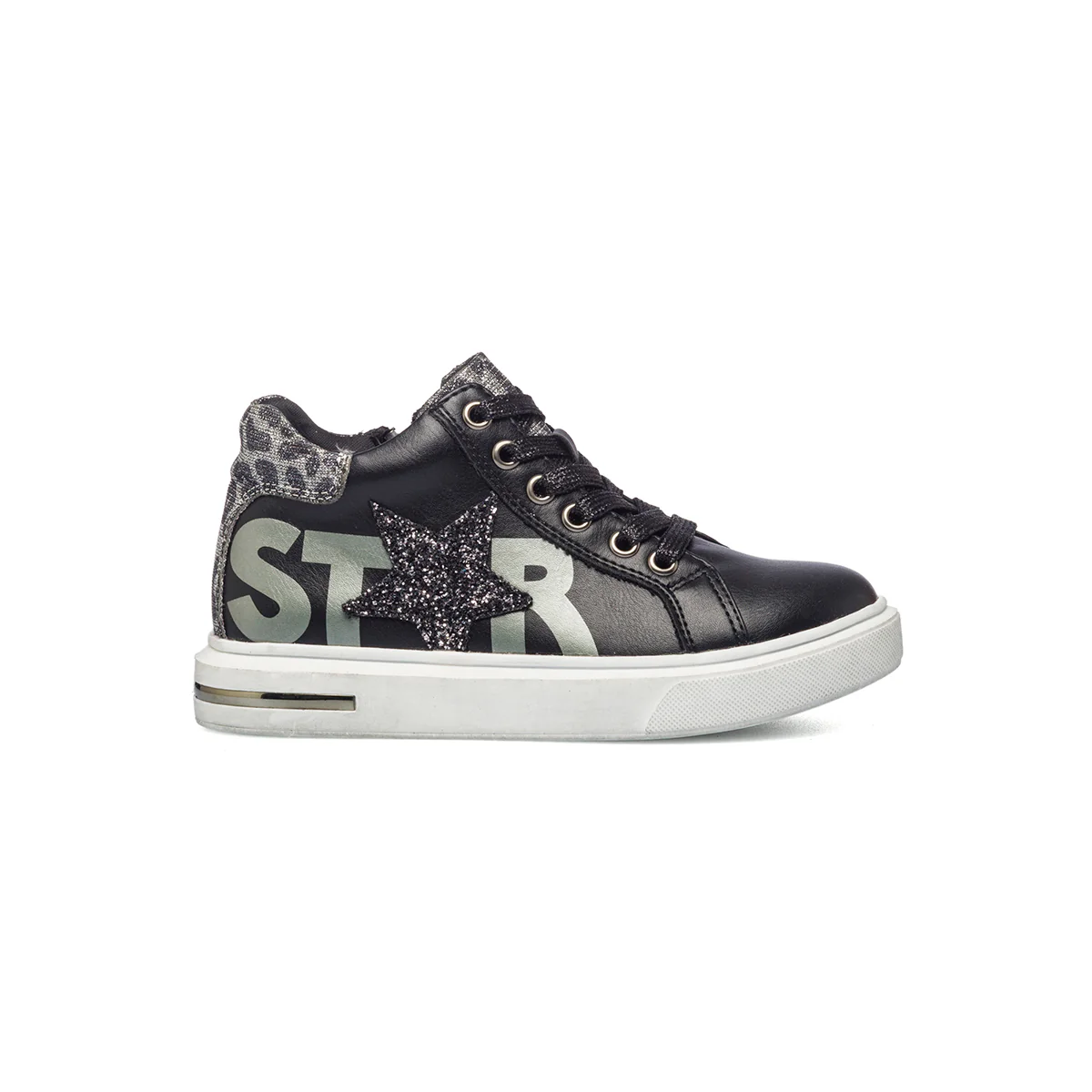 Sneakers alte nere con dettagli glitterati 10 Baci