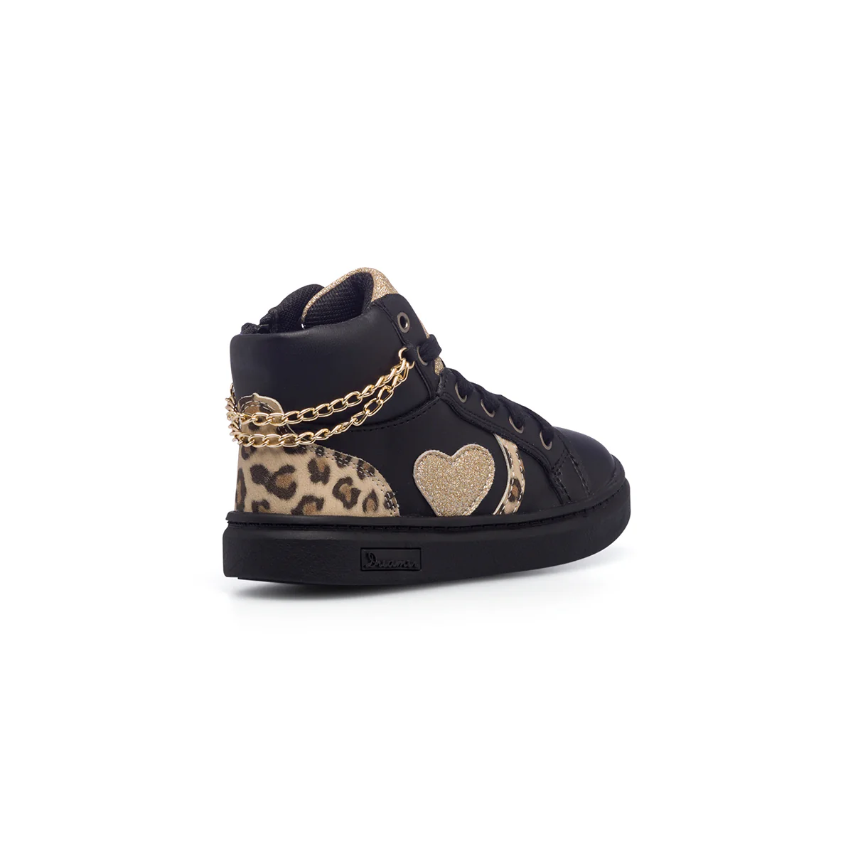 Sneakers alte nere da bambina con catenina e dettagli animalier 10 Baci - Image 3