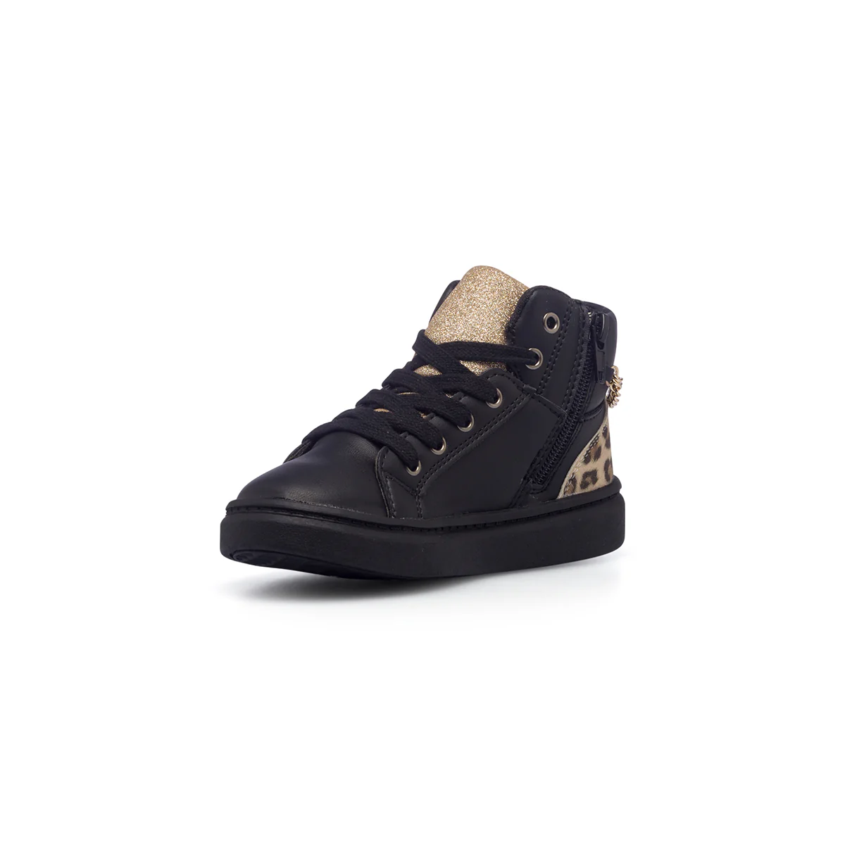 Sneakers alte nere da bambina con catenina e dettagli animalier 10 Baci - Image 4