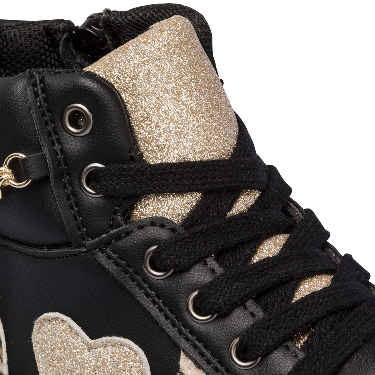 Sneakers alte nere da bambina con catenina e dettagli animalier 10 Baci - Image 7