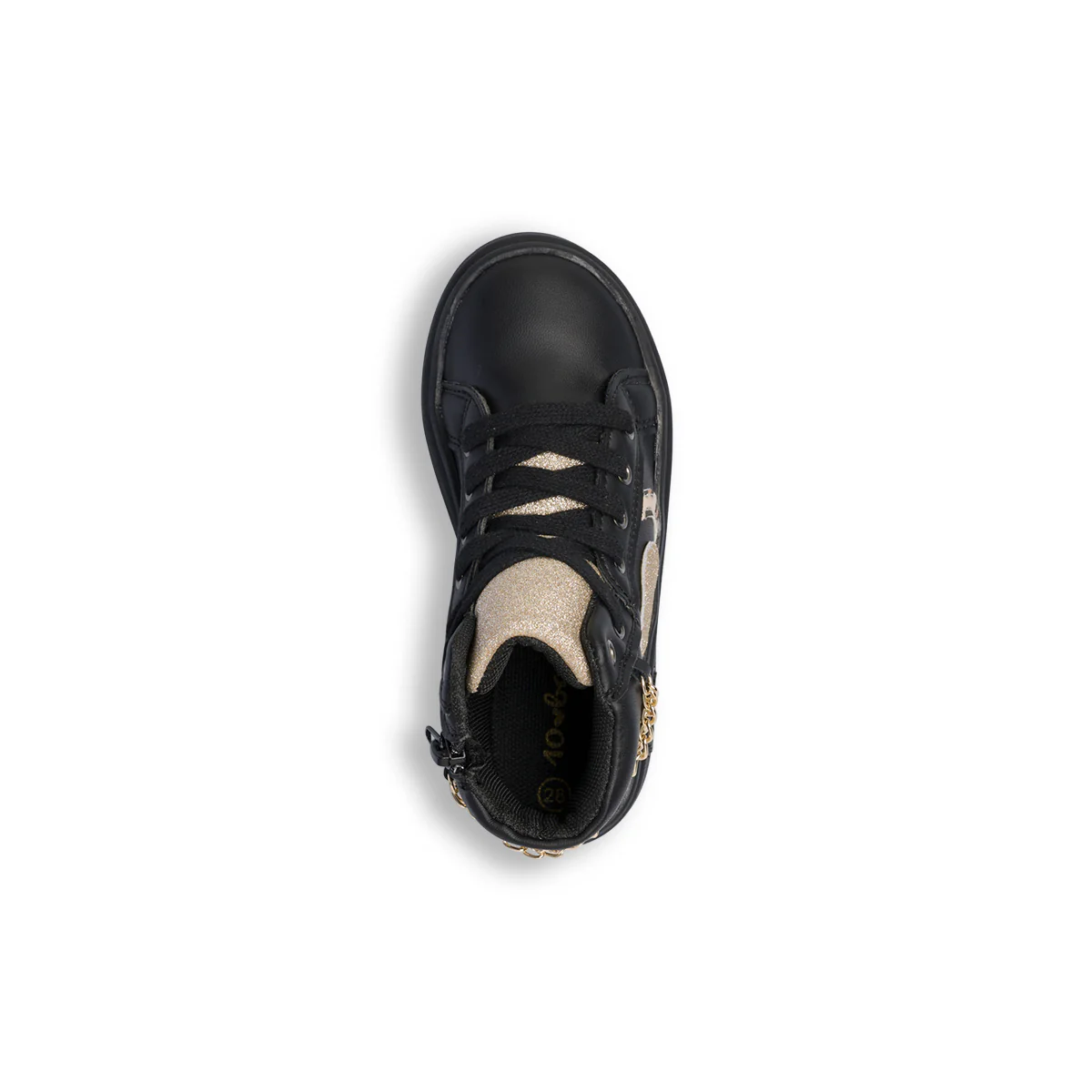 Sneakers alte nere da bambina con catenina e dettagli animalier 10 Baci - Image 9