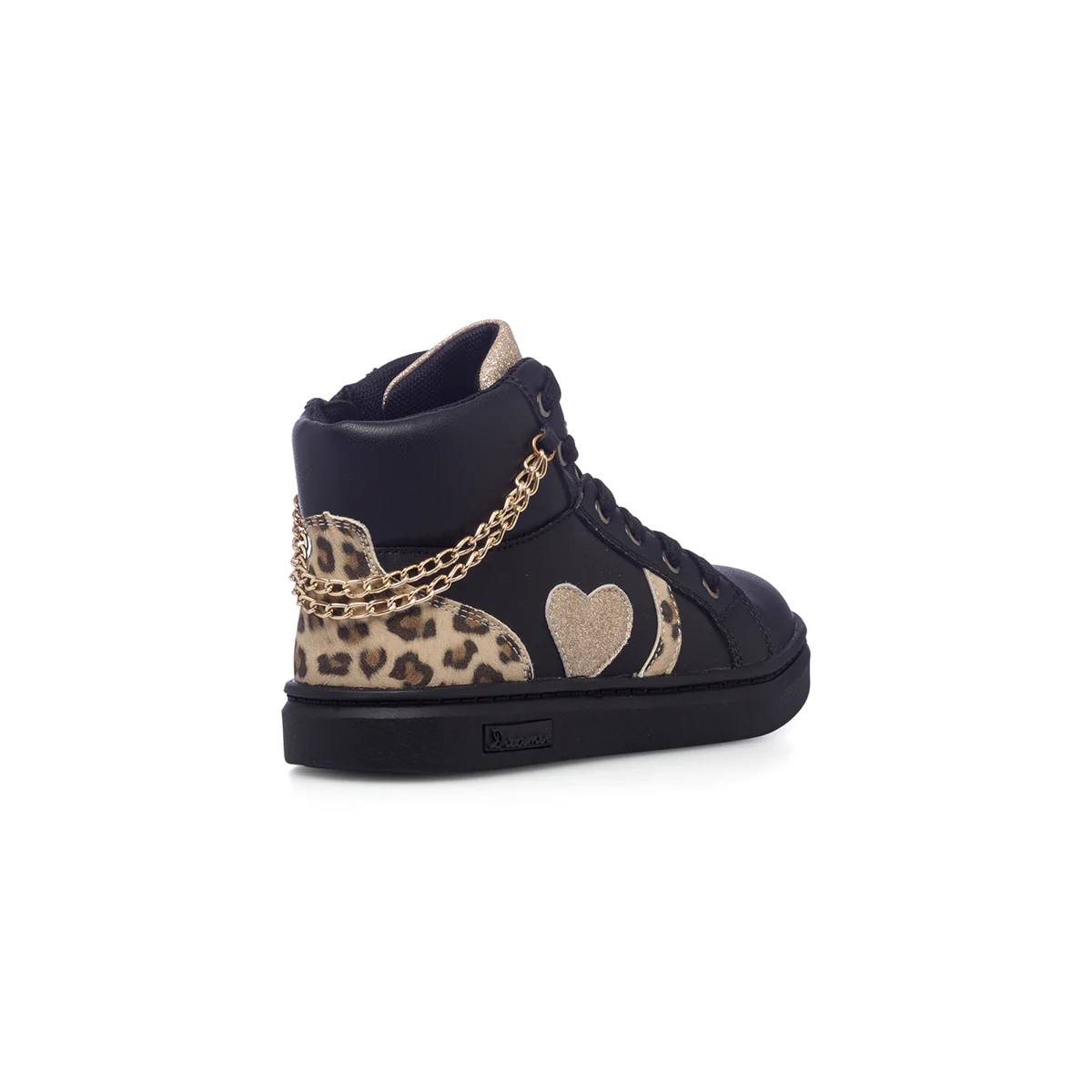 Sneakers alte nere da bambina con catenina e dettagli animalier 10 Baci - Image 3