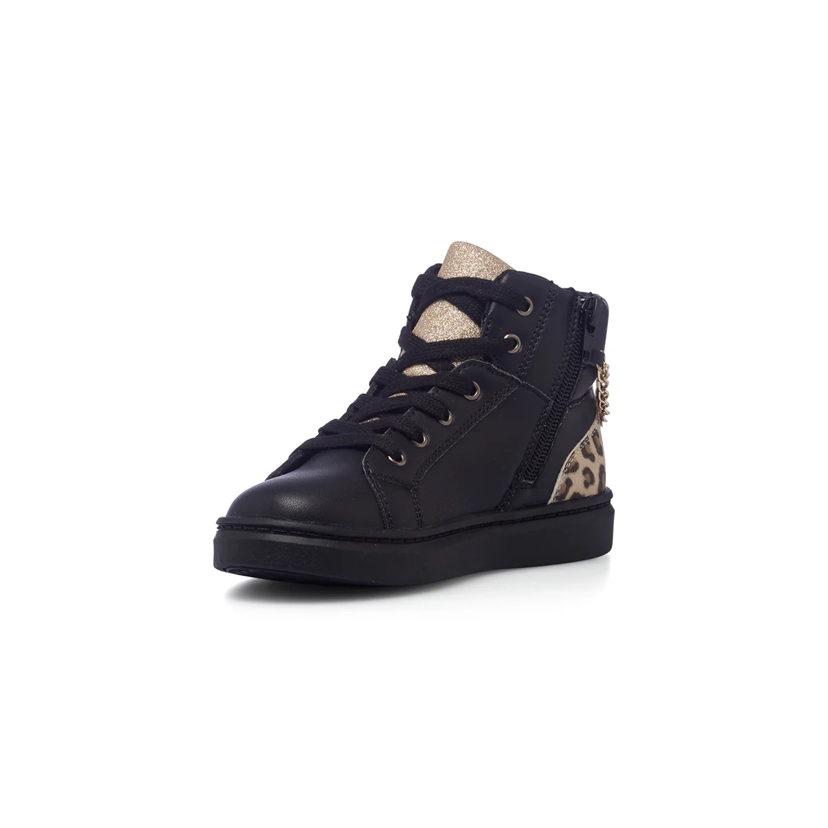 Sneakers alte nere da bambina con catenina e dettagli animalier 10 Baci - Image 4