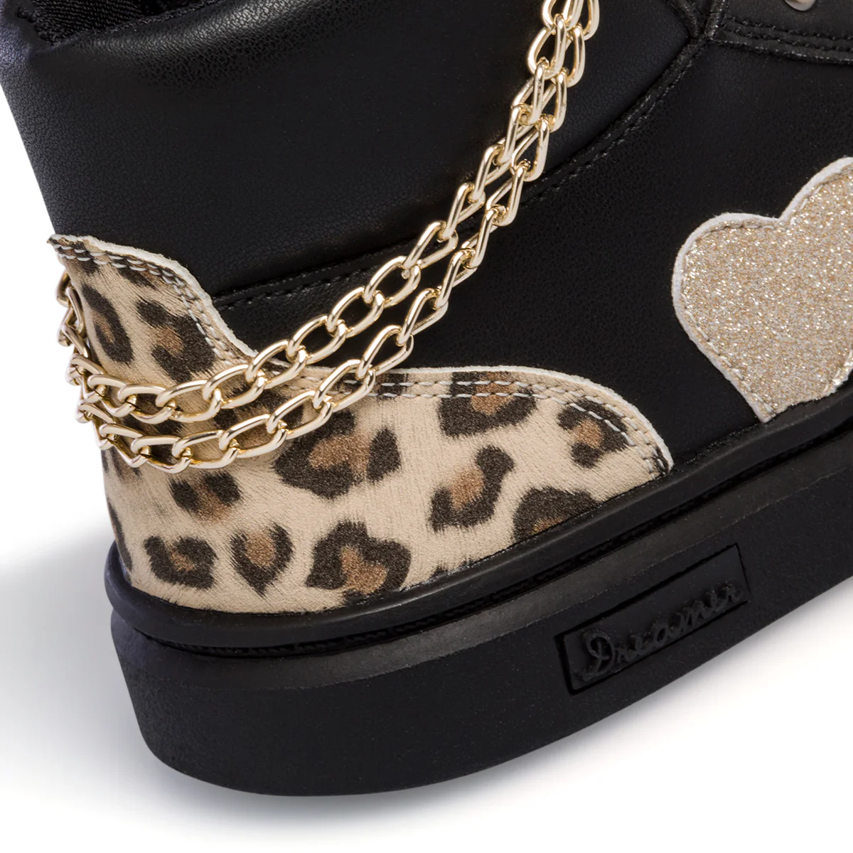 Sneakers alte nere da bambina con catenina e dettagli animalier 10 Baci - Image 8