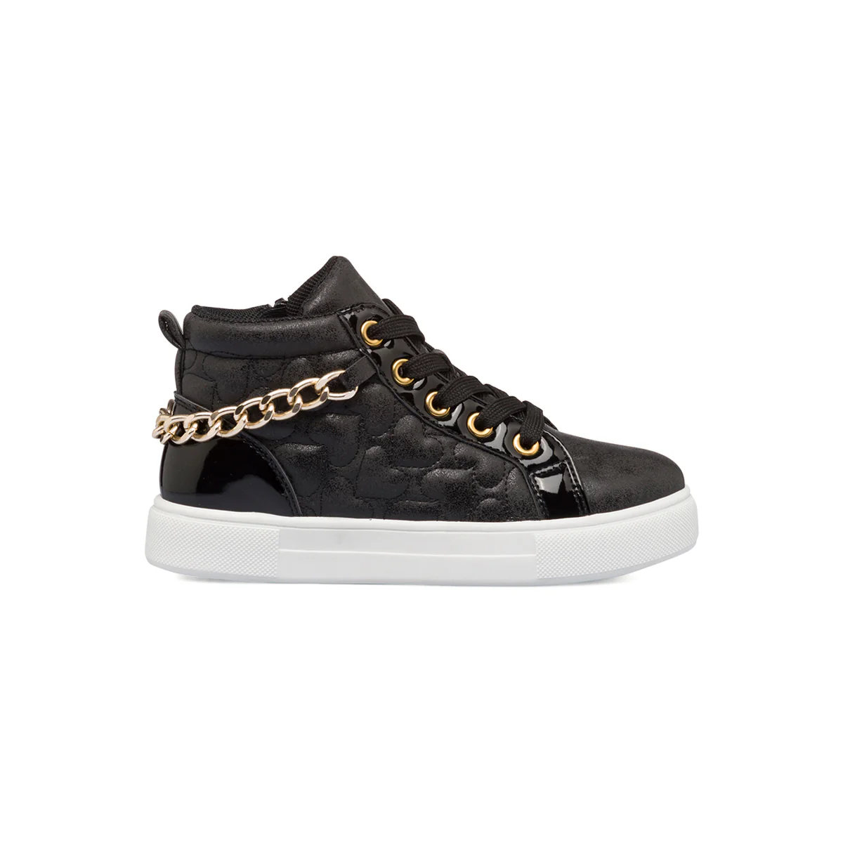 Sneakers alte nere da bambina con catenina e zip 10 Baci