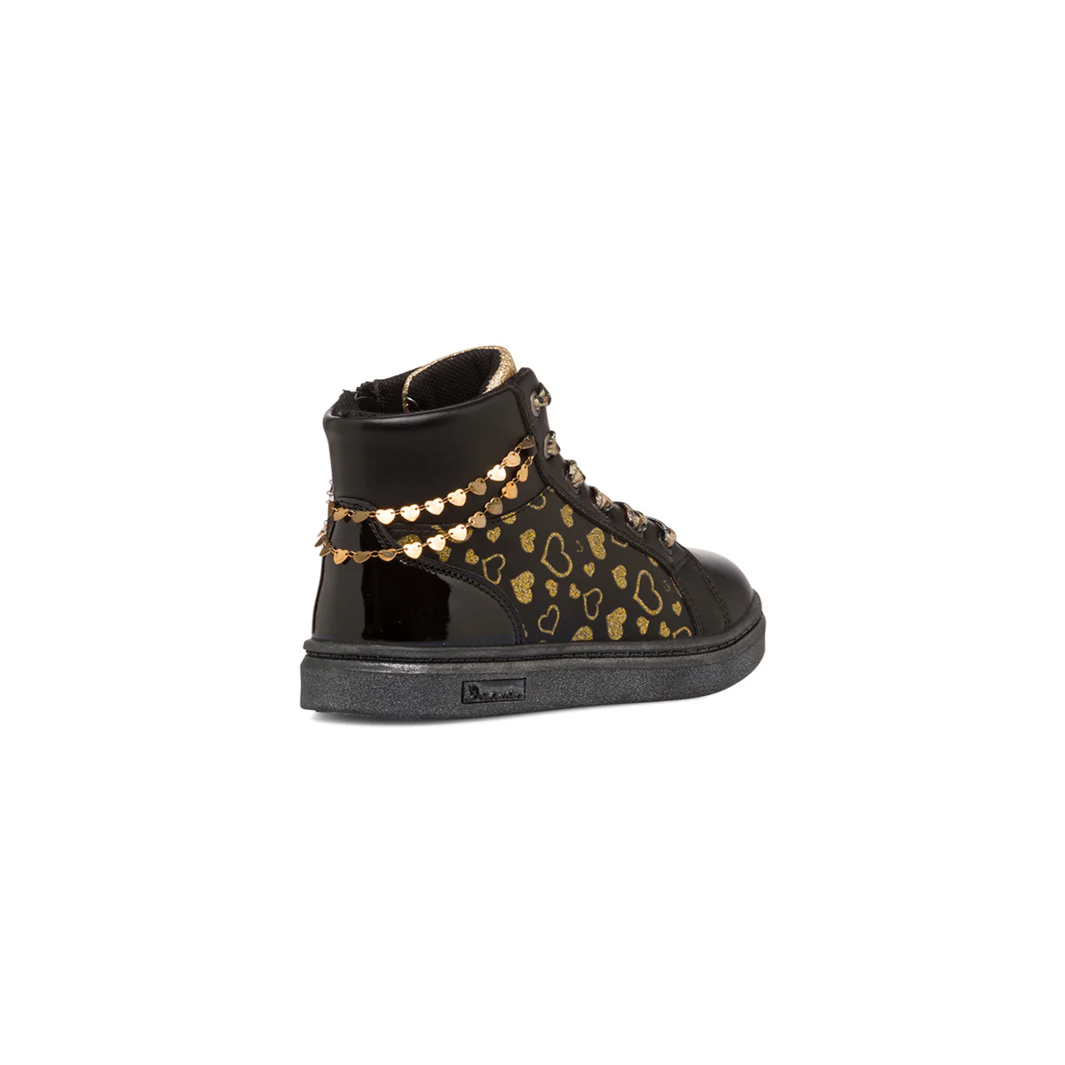 Sneakers alte nere da bambina con cuoricini dorati Le scarpe di Alice - Image 3