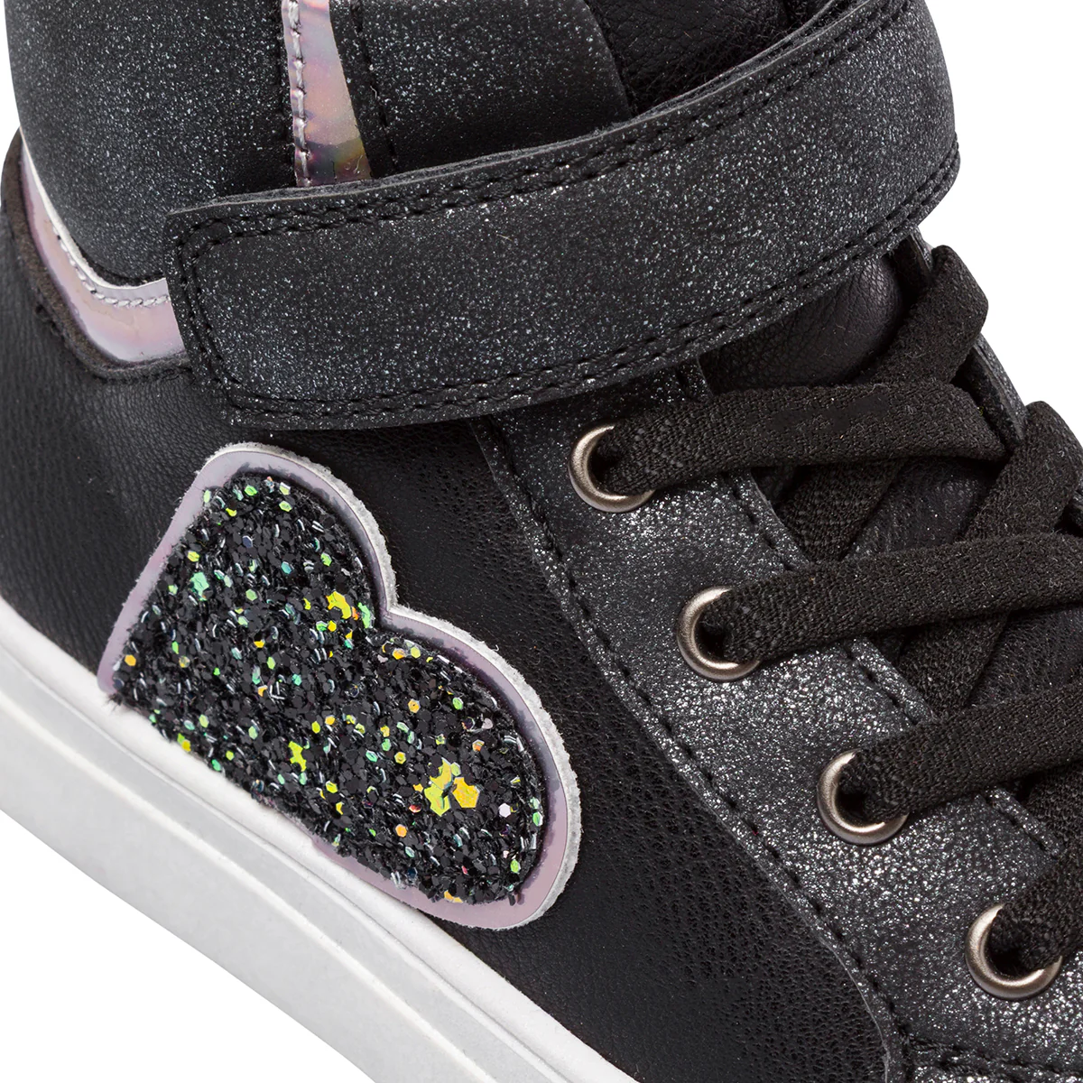 Sneakers alte nere da Bambina con glitter Dieci Baci - Image 4
