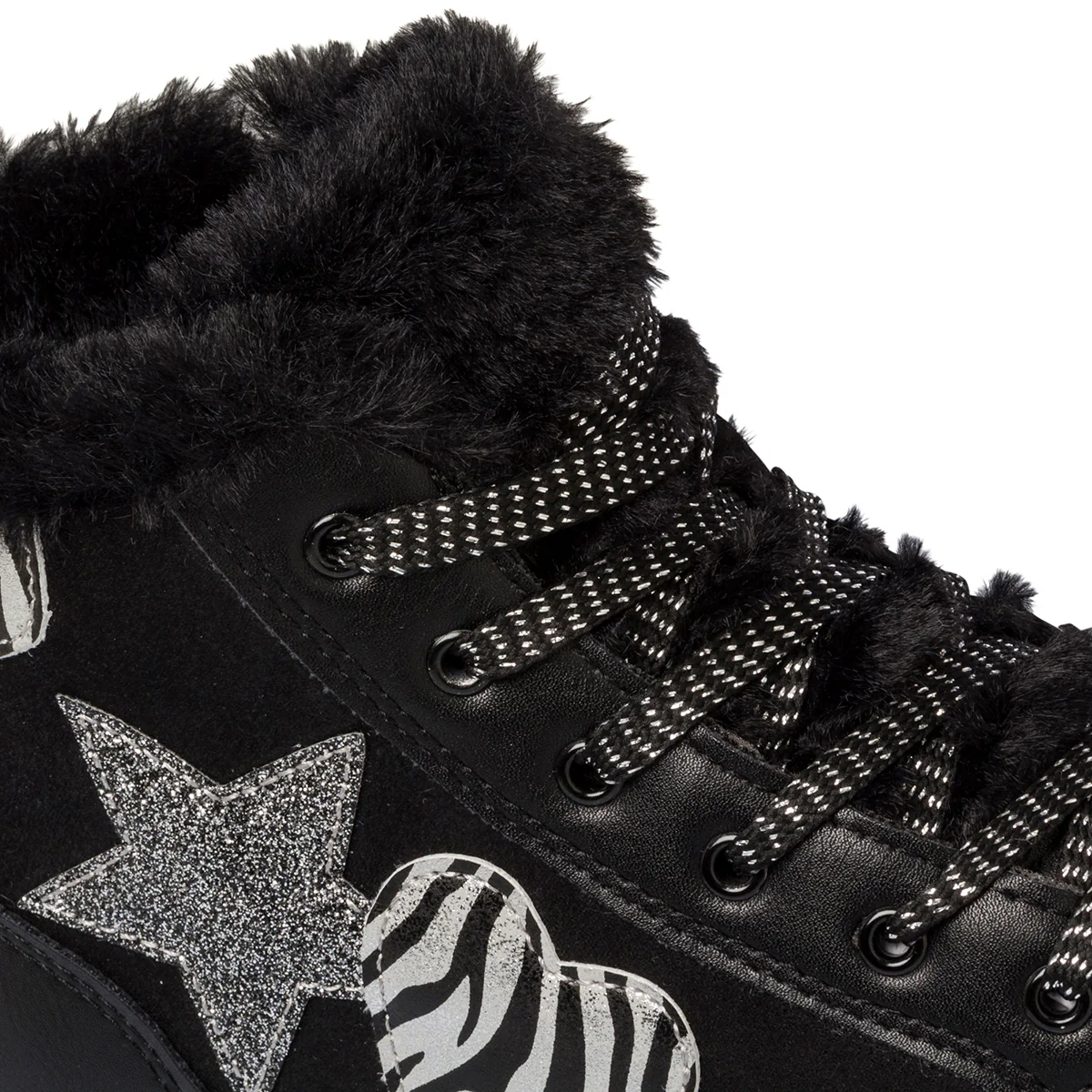 Sneakers alte nere da bambina con imbottitura in pelliccia 10 Baci - Image 12