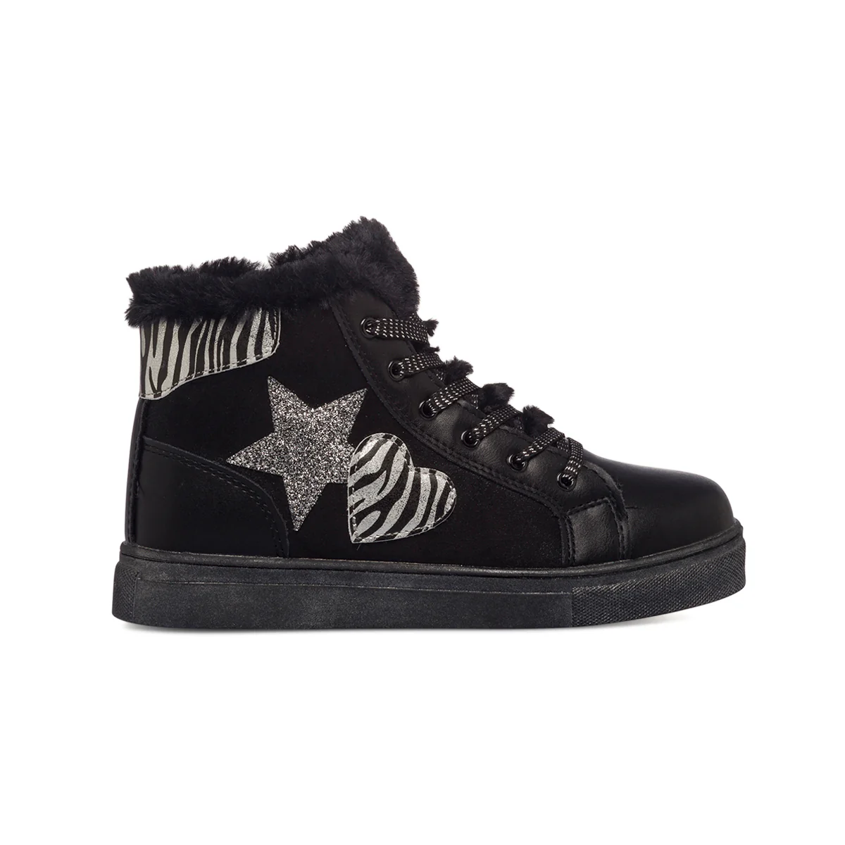 Sneakers alte nere da bambina con imbottitura in pelliccia 10 Baci - Image 6