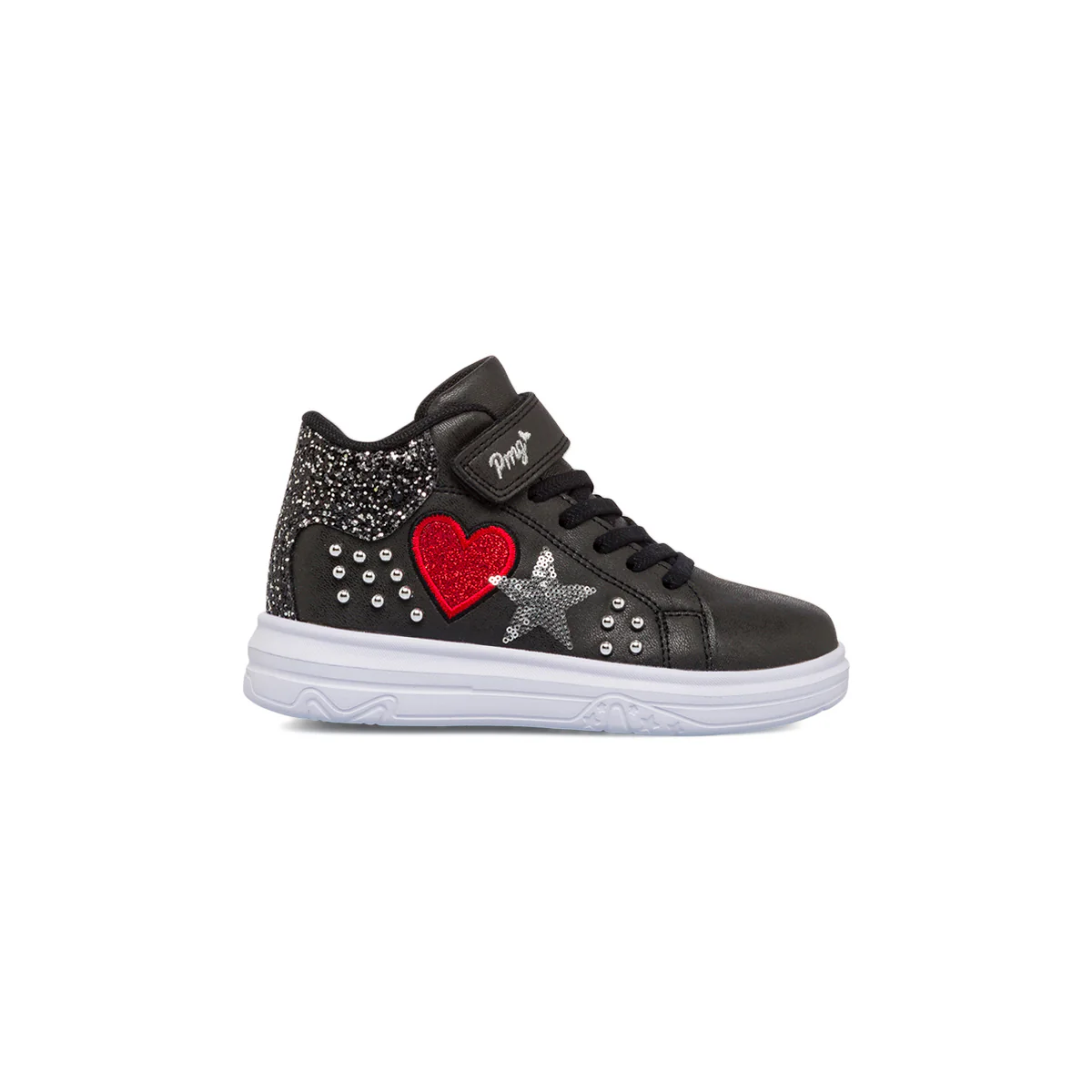 Sneakers alte nere da bambina con maxi-cuore Primigi Tween