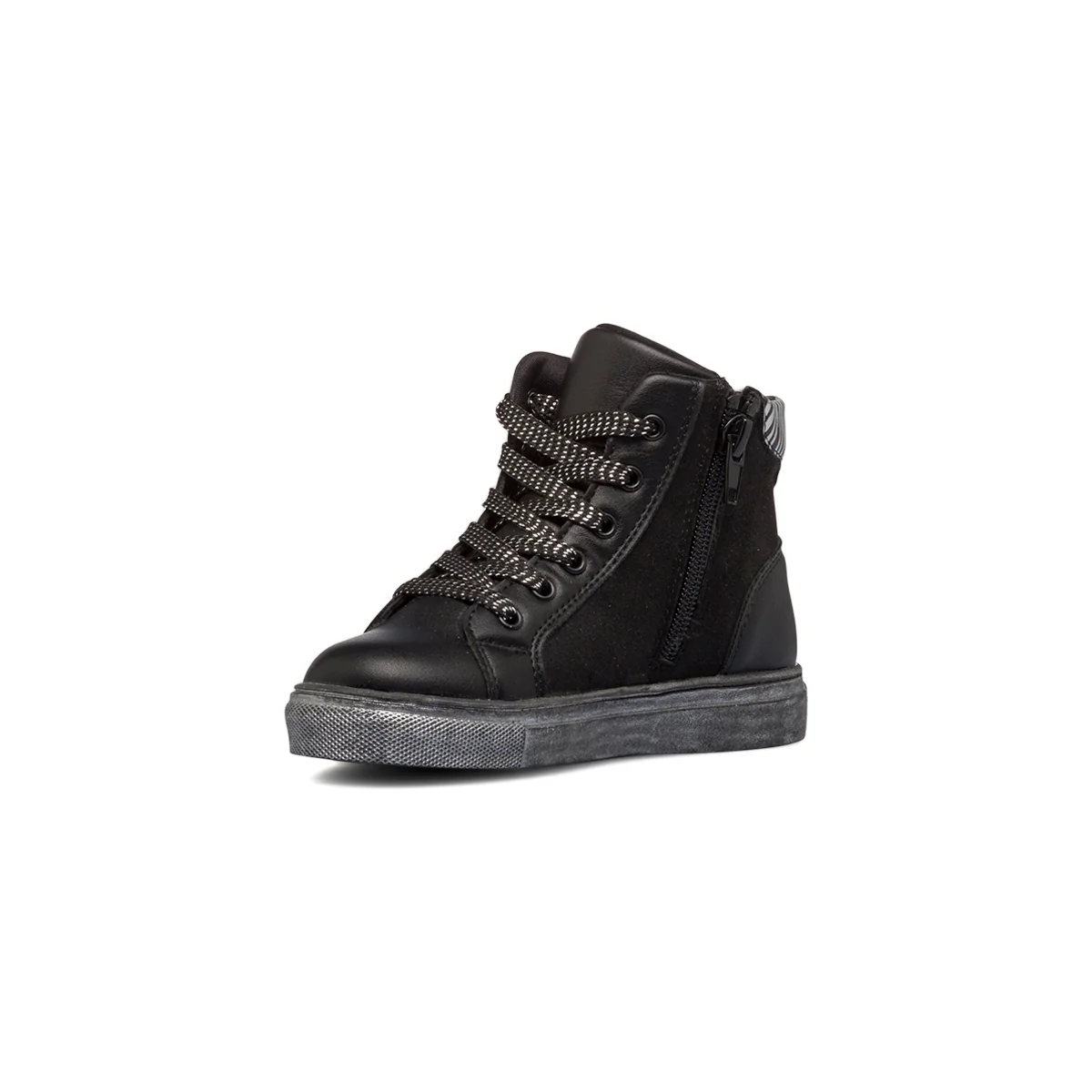 Sneakers alte nere da bambina con zip 10 Baci - Image 4