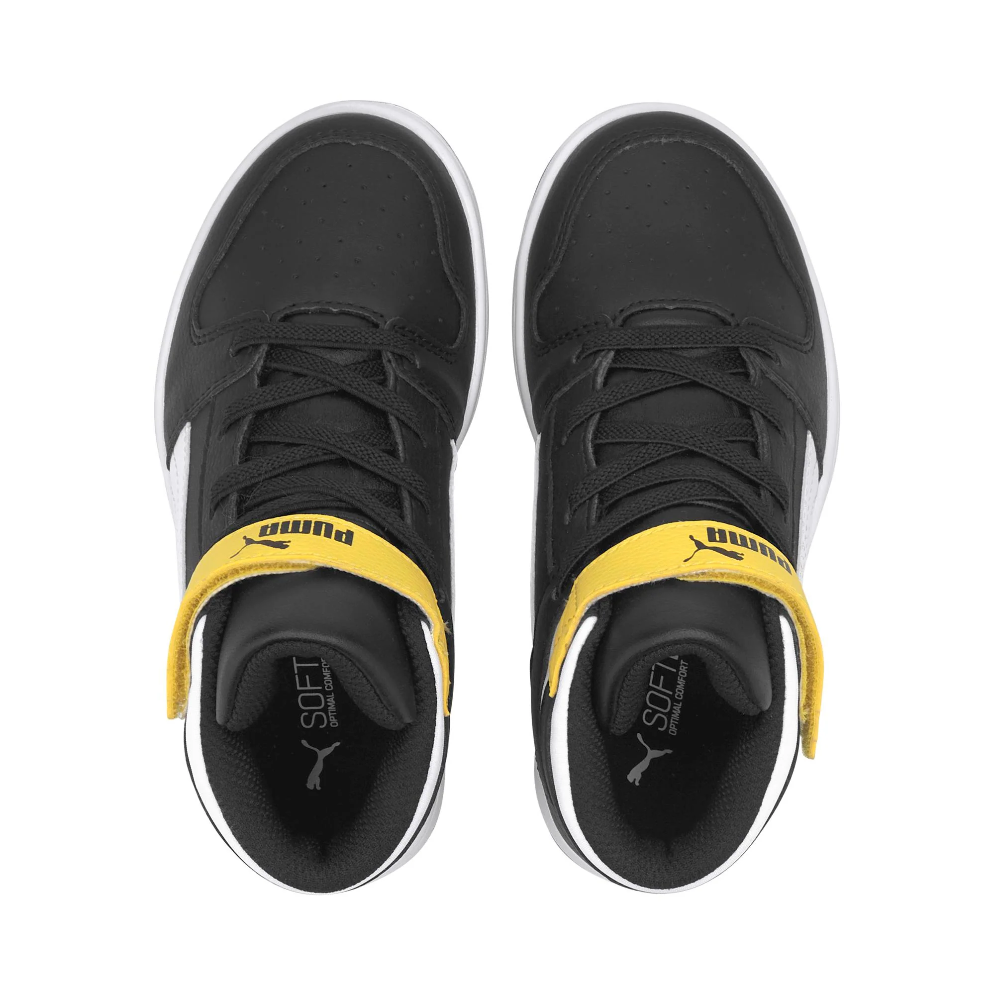 Sneakers alte nere da bambino con dettagli gialli Puma Rebound Layup SL V PS - Image 6