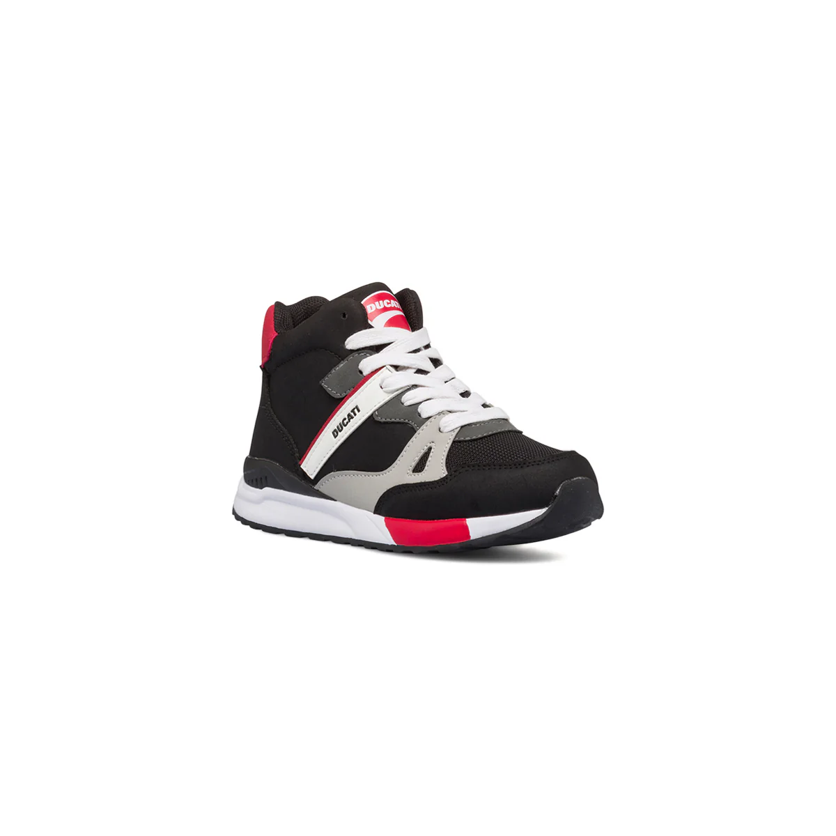 Sneakers alte nere da bambino con dettagli rossi, bianchi e grigi Ducati - Image 2