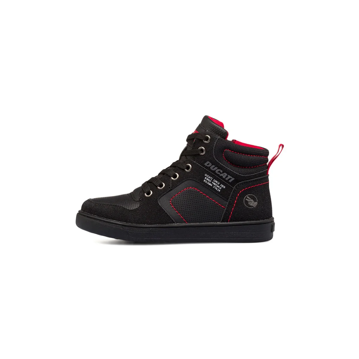 Sneakers alte nere da bambino con dettagli rossi Ducati Abu