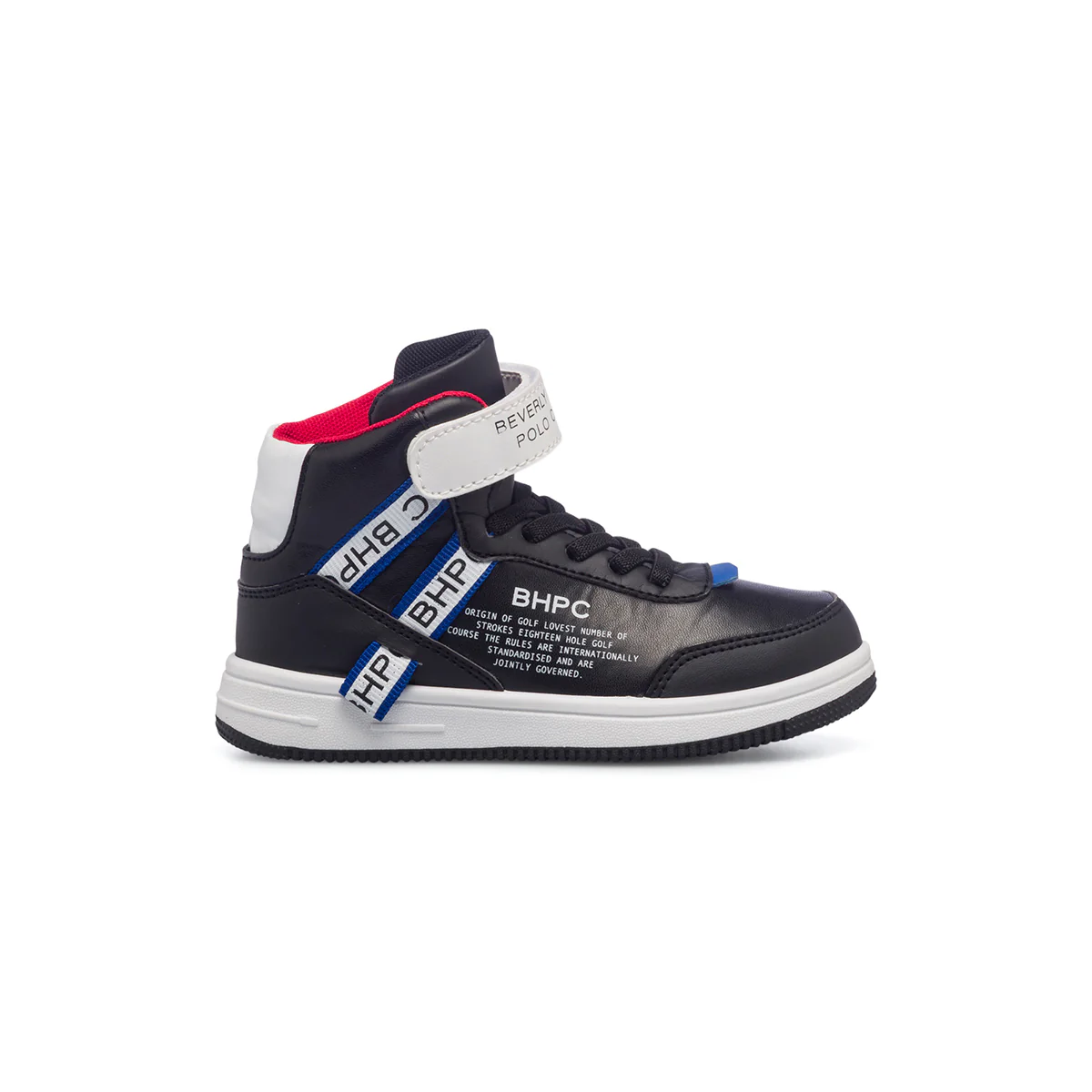 Sneakers alte nere da bambino con logo laterale Beverly Hills Polo Club