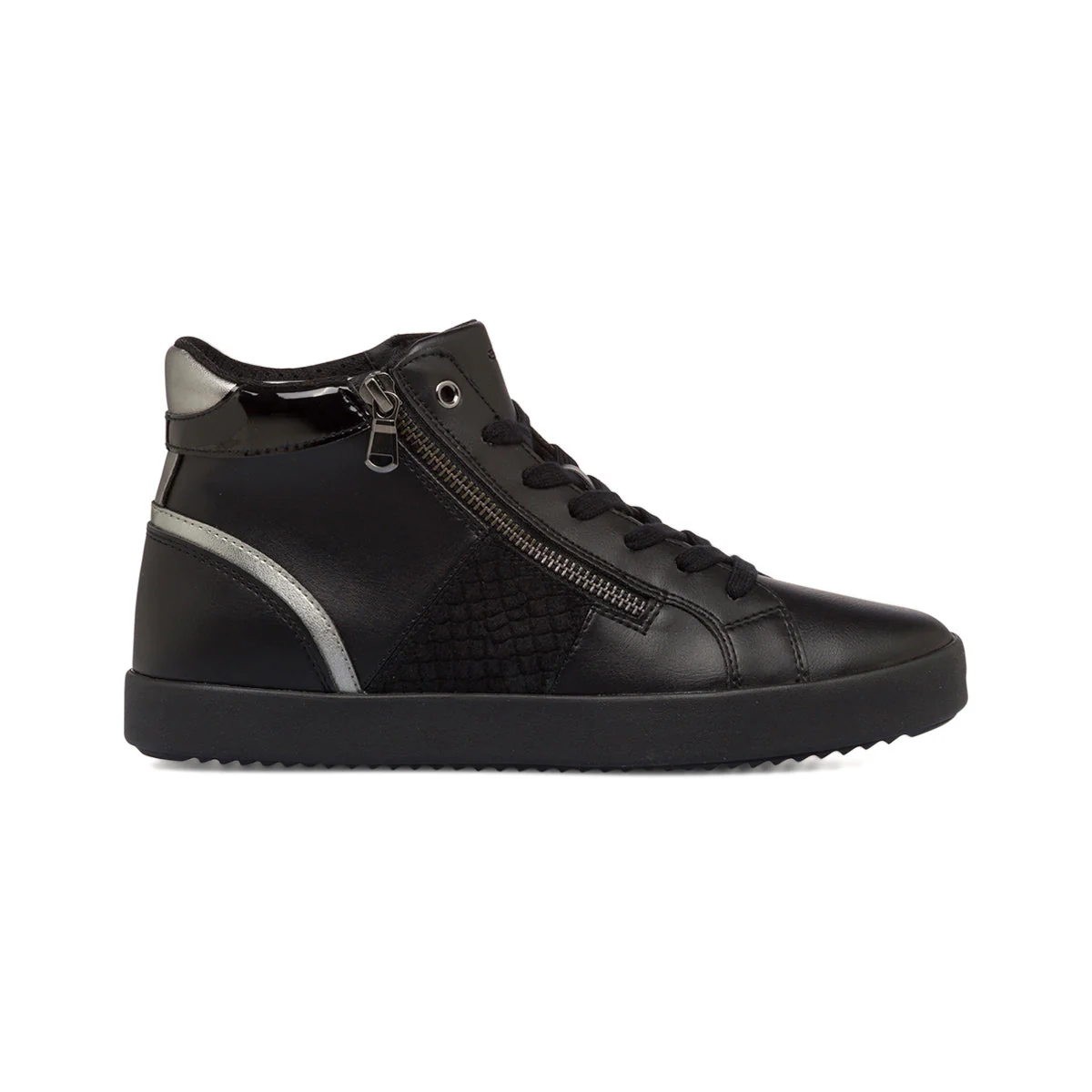 Sneakers alte nere da donna con zip laterale Geox Bloomie