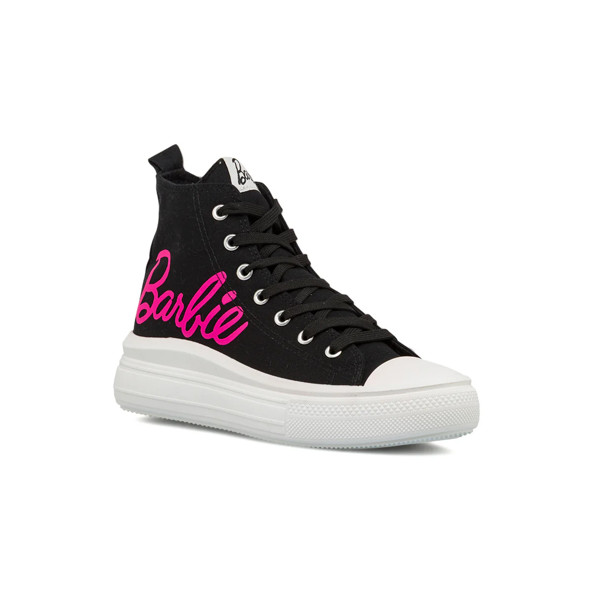 Sneakers alte nere da Ragazza con suola platform e logo rosa Barbie - Image 2