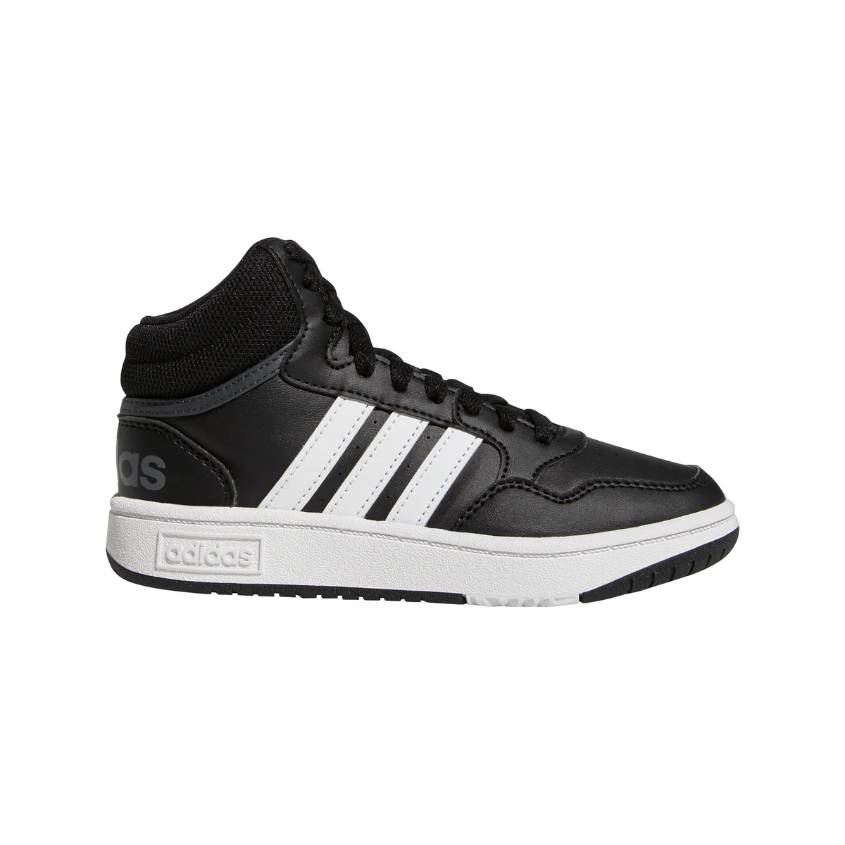 Sneakers alte nere da ragazzo con strisce a contrasto adidas Hoops Mid 3.0 K