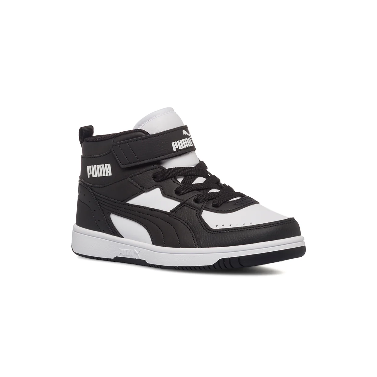 Sneakers alte nere e bianche da bambino con logo laterale Puma Rebound Joy AC PS - Image 2
