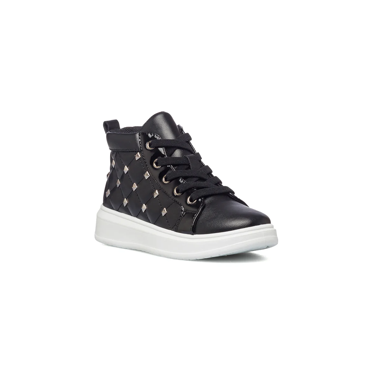 Sneakers alte nere effetto trapuntato con piccole borchie 10 Baci - Image 2
