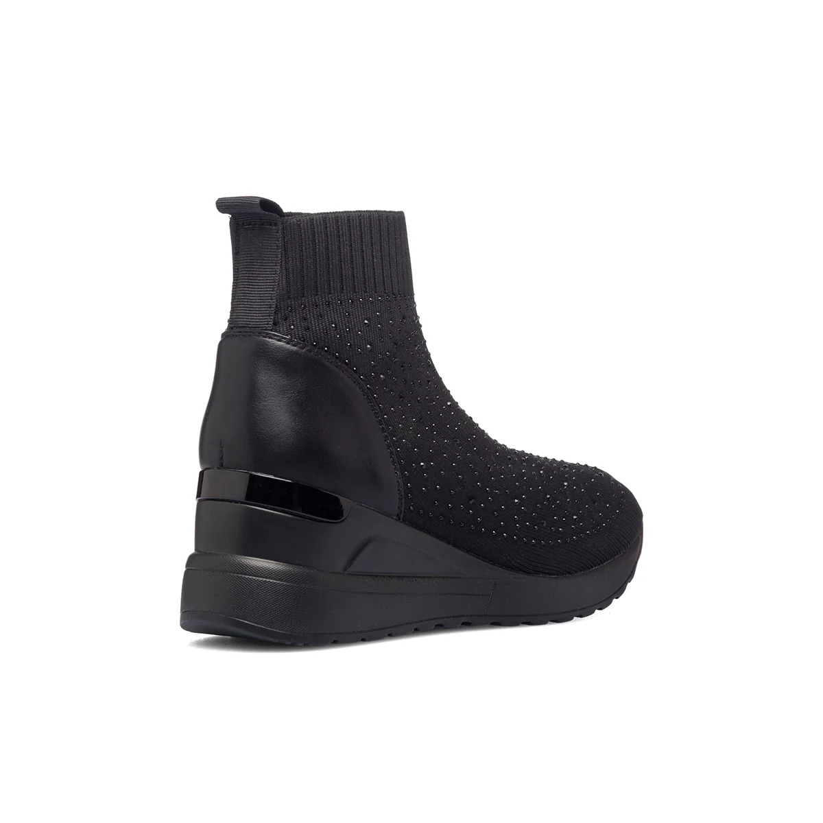 Sneakers alte nere in tessuto mesh con piccole borchie Lora Ferres - Image 3