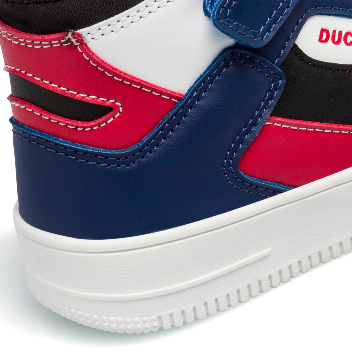 Sneakers alte nere, rosse e blu da bambino con logo laterale Ducati - Image 7