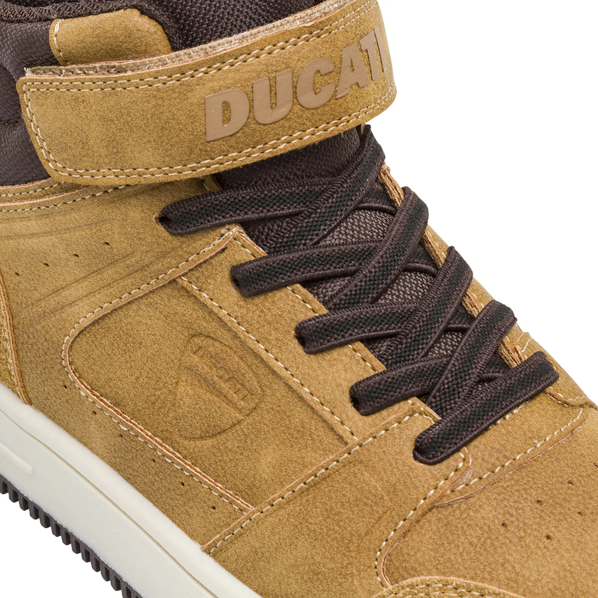 Sneakers alte ocra con dettagli marroni e strappo da Bambino Ducati - Image 4