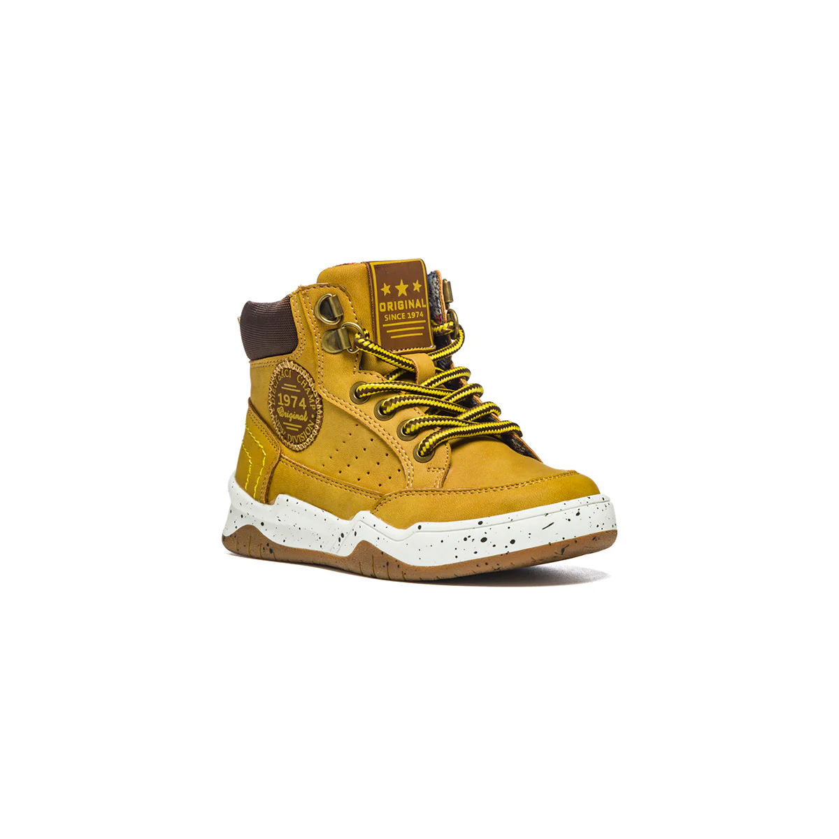 Sneakers alte ocra con lacci bicolore e patch laterale Birilli & Monelli - Image 2