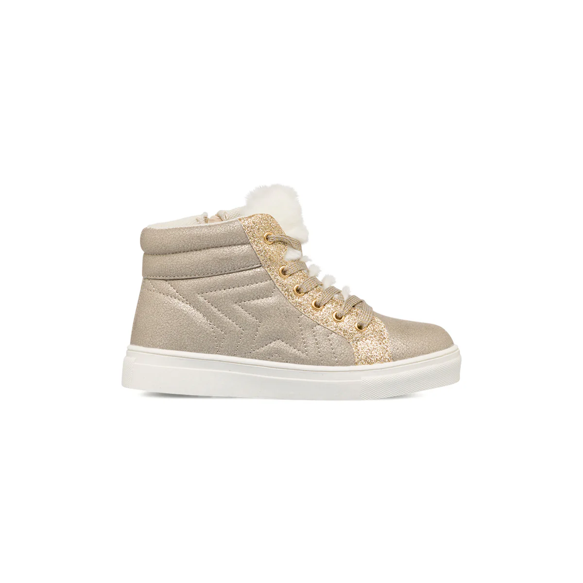 Sneakers alte oro da bambina con pelliccia sintetica Le scarpe di Alice