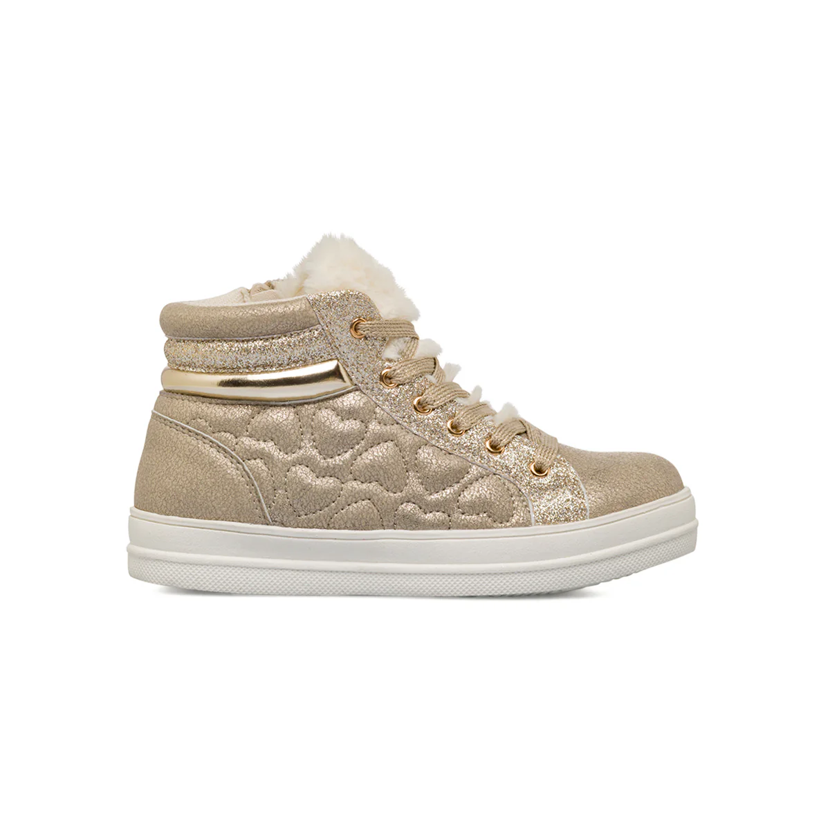 Sneakers alte oro da Bambina con zip e glitter Le Scarpe di Alice