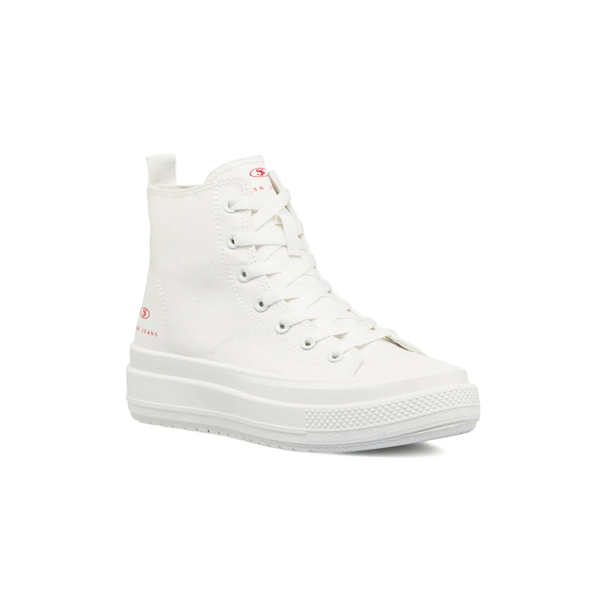 Sneakers alte platform da donna bianche in tessuto Swish Jeans - Image 2
