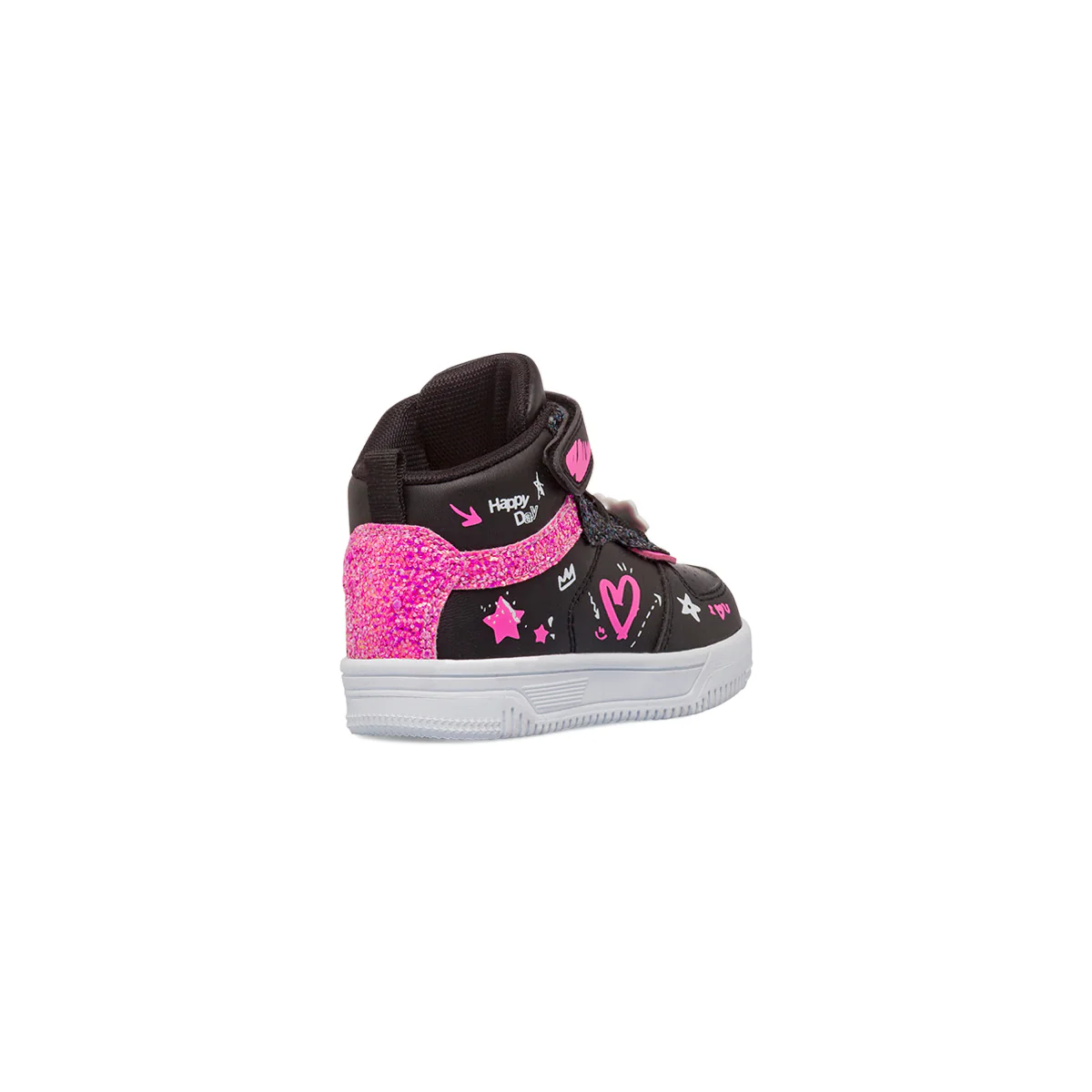 Sneakers alte ragazza nere Dieci Baci con glitter e disegni graffiti - Image 3