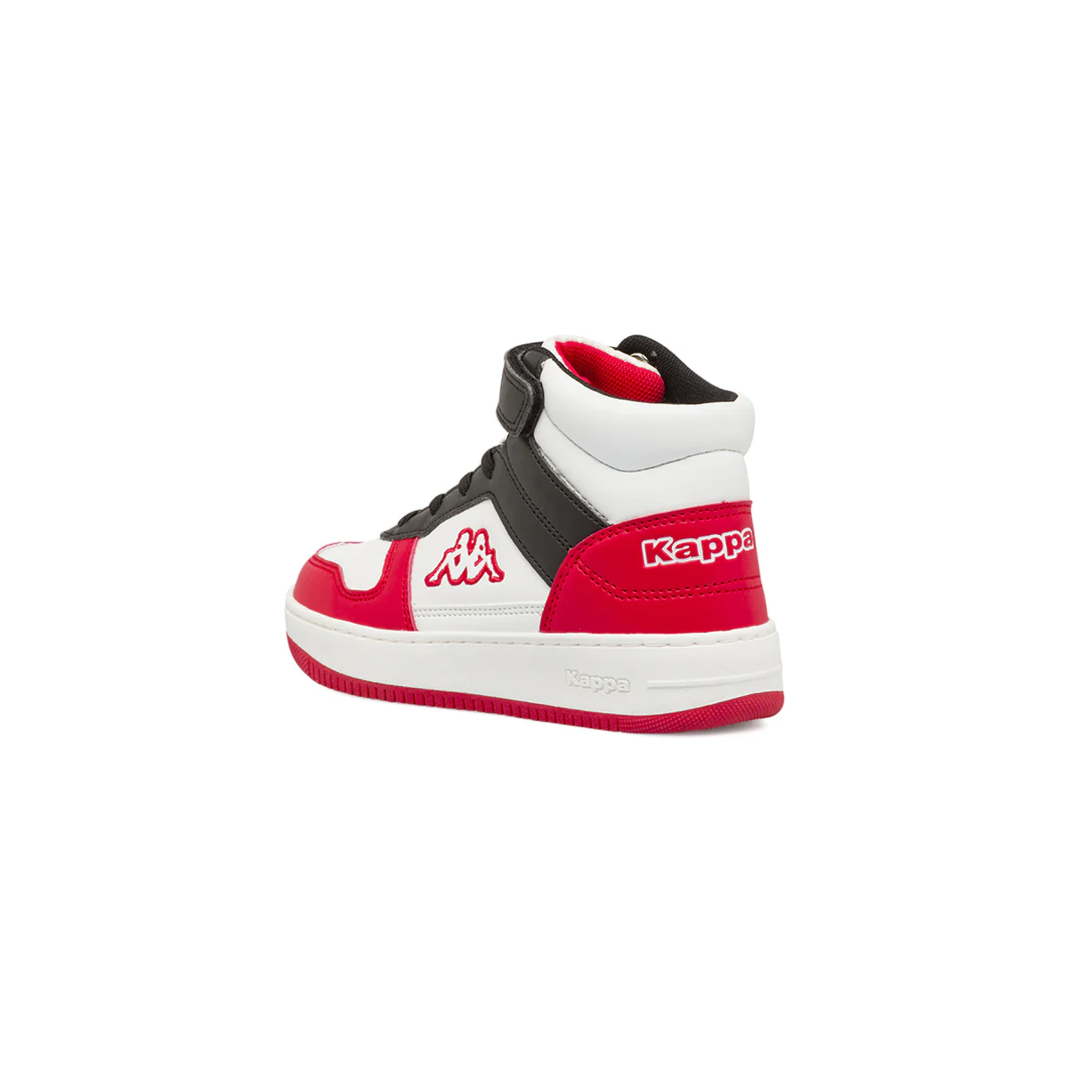 Sneakers alte ragazzo Kappa bianche nere e rosse con strappo in velcro - Image 3