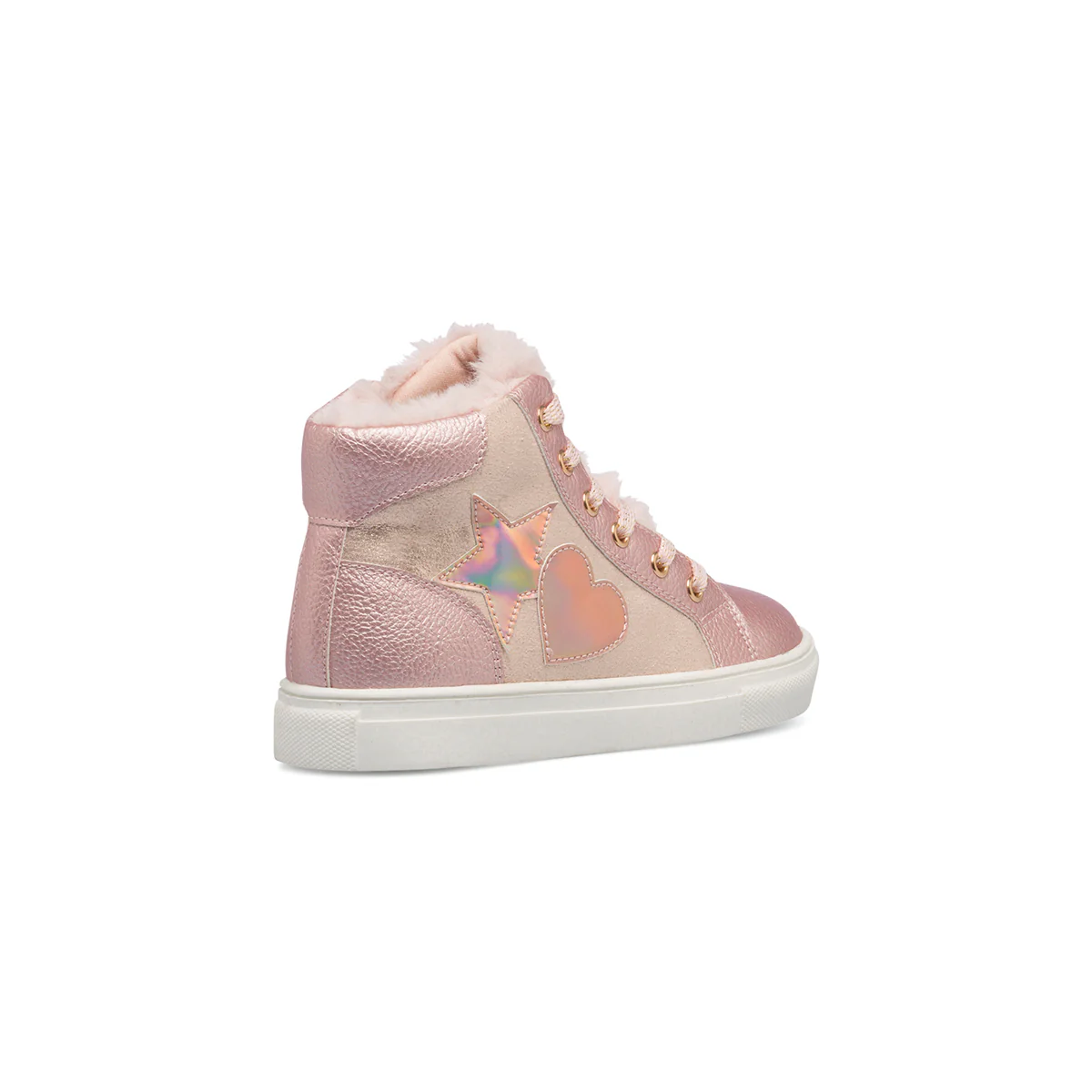 Sneakers alte rosa da bambina con imbottitura in pelliccia 10 Baci - Image 3
