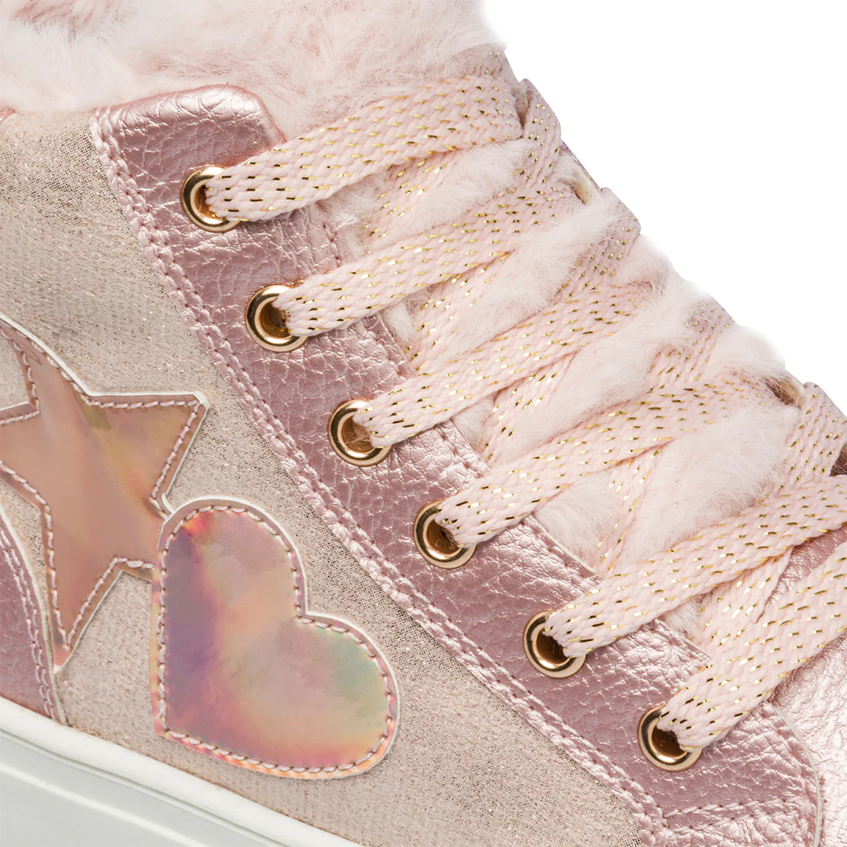 Sneakers alte rosa da bambina con imbottitura in pelliccia 10 Baci - Image 7